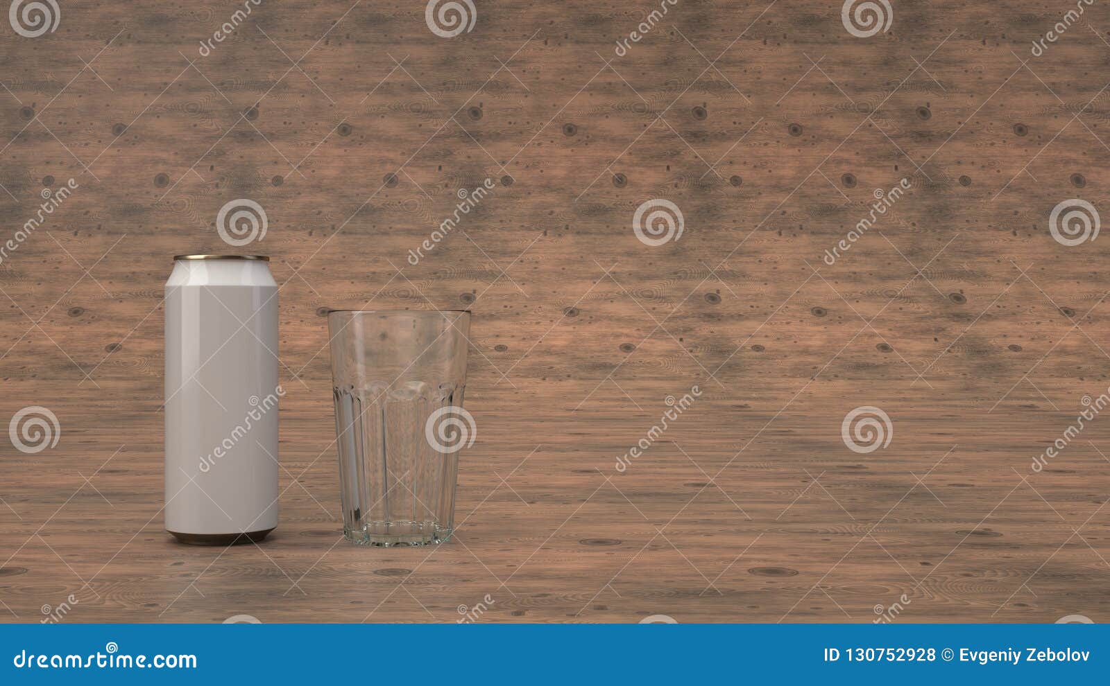 Download Mock Up Of Beer Can And An Empty Glass Stock Illustration ...