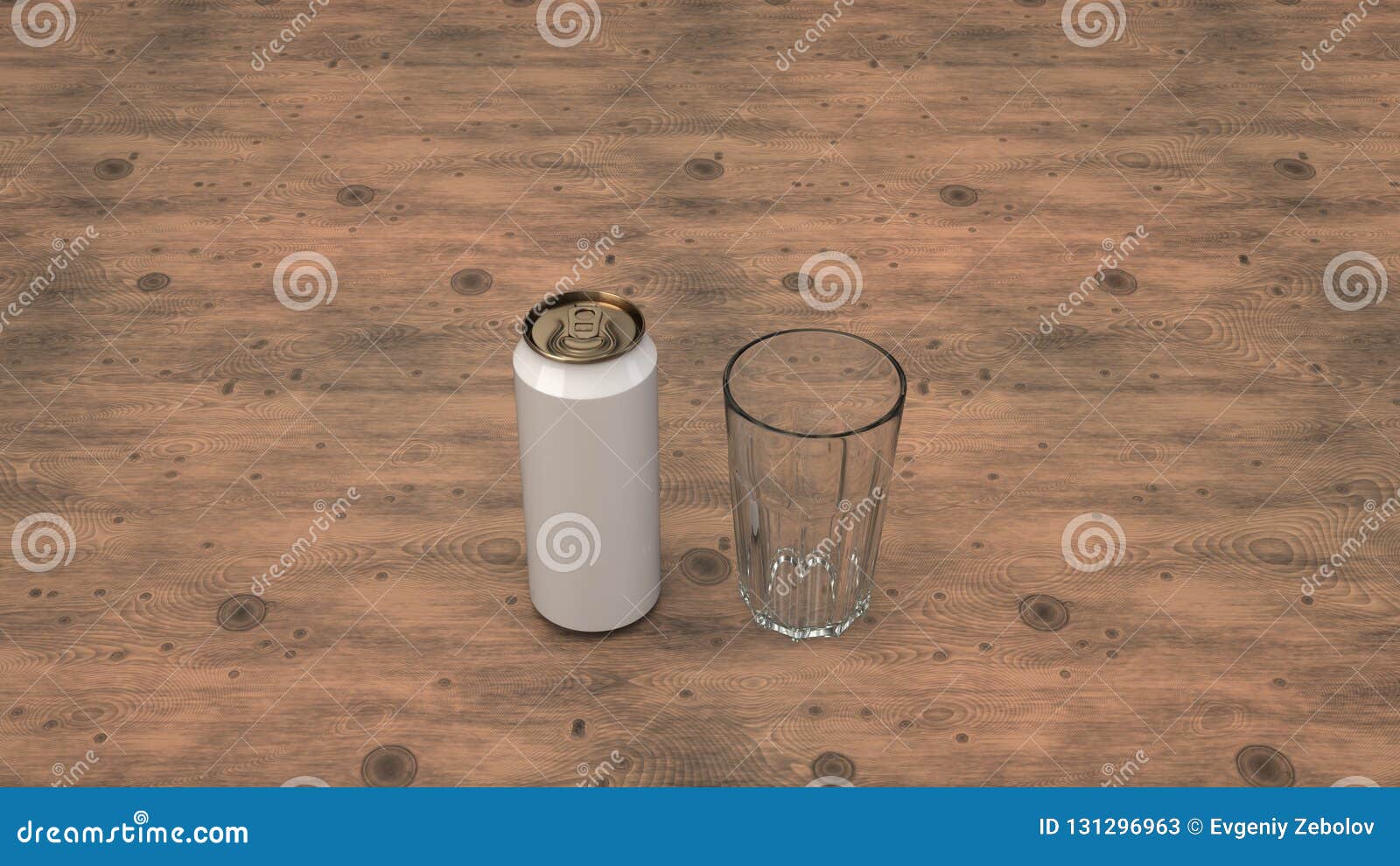 Download Mock Up Of Beer Can And An Empty Glass Stock Illustration ...