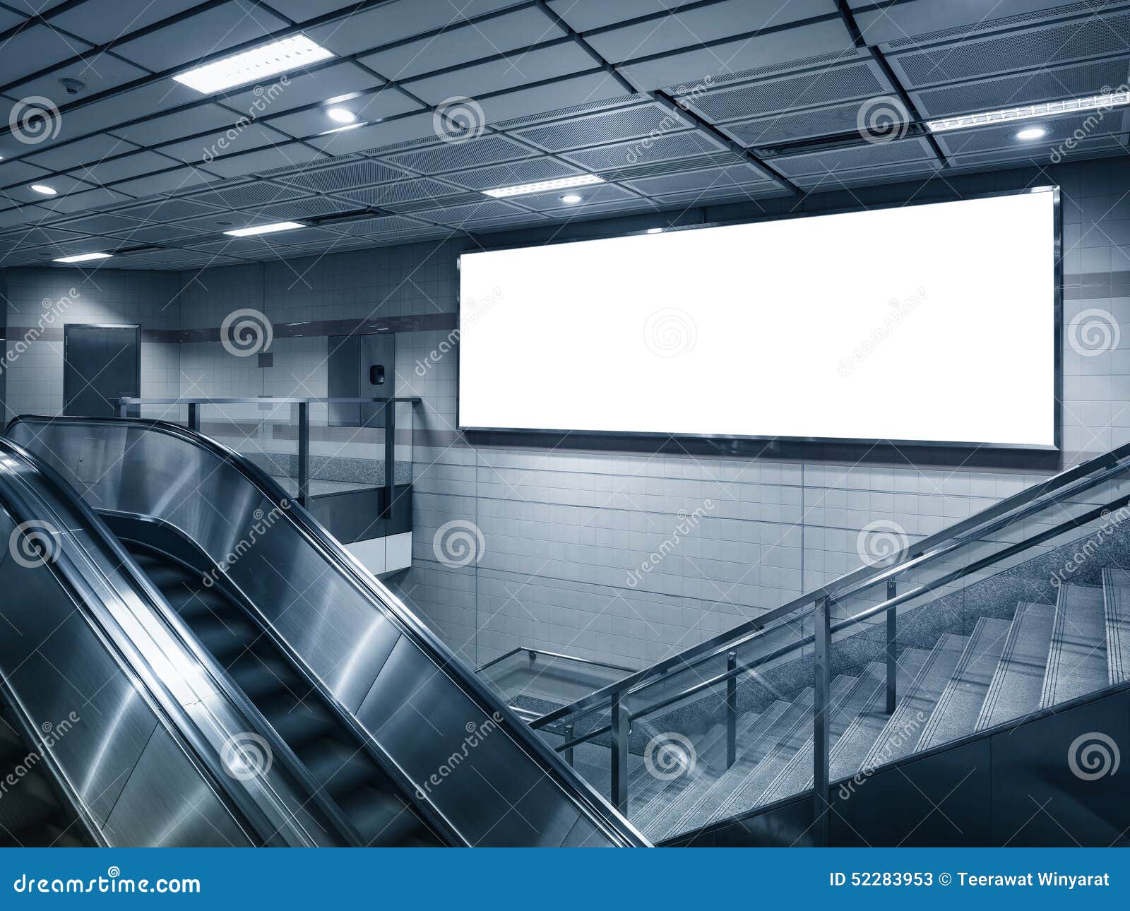 Download Mock Up Billboard In Subway Station With Escalator Stock Image Image Of Media Display 52283953