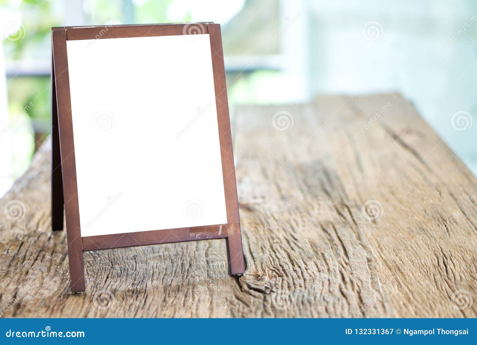 Download Mock Up Blank Advertising Whiteboard With Easel Standing On Wood Stock Image - Image of counter ...