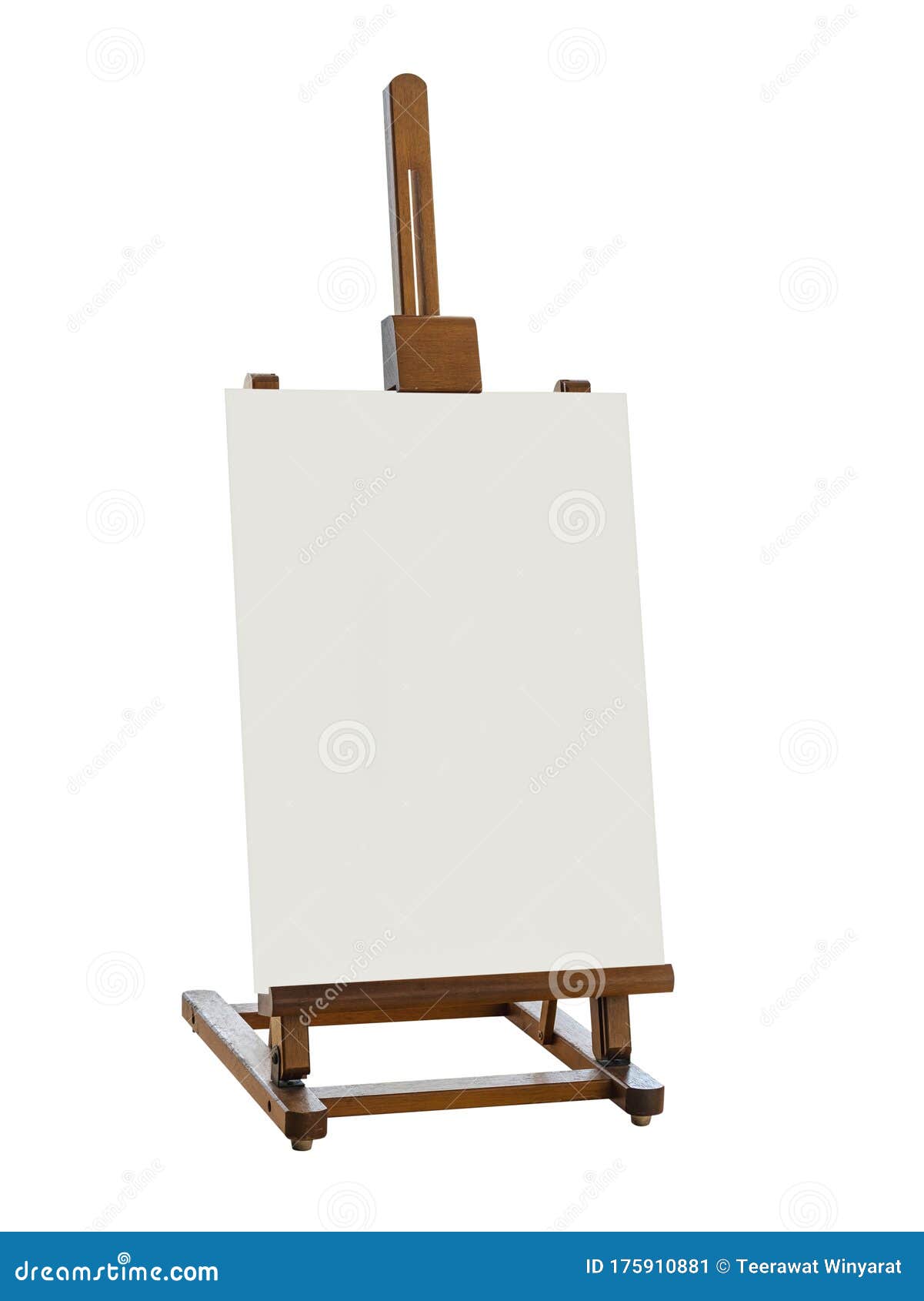 Mock Up Blank Canvas Stand Wooden Easel Sign Stand Isolated Stock