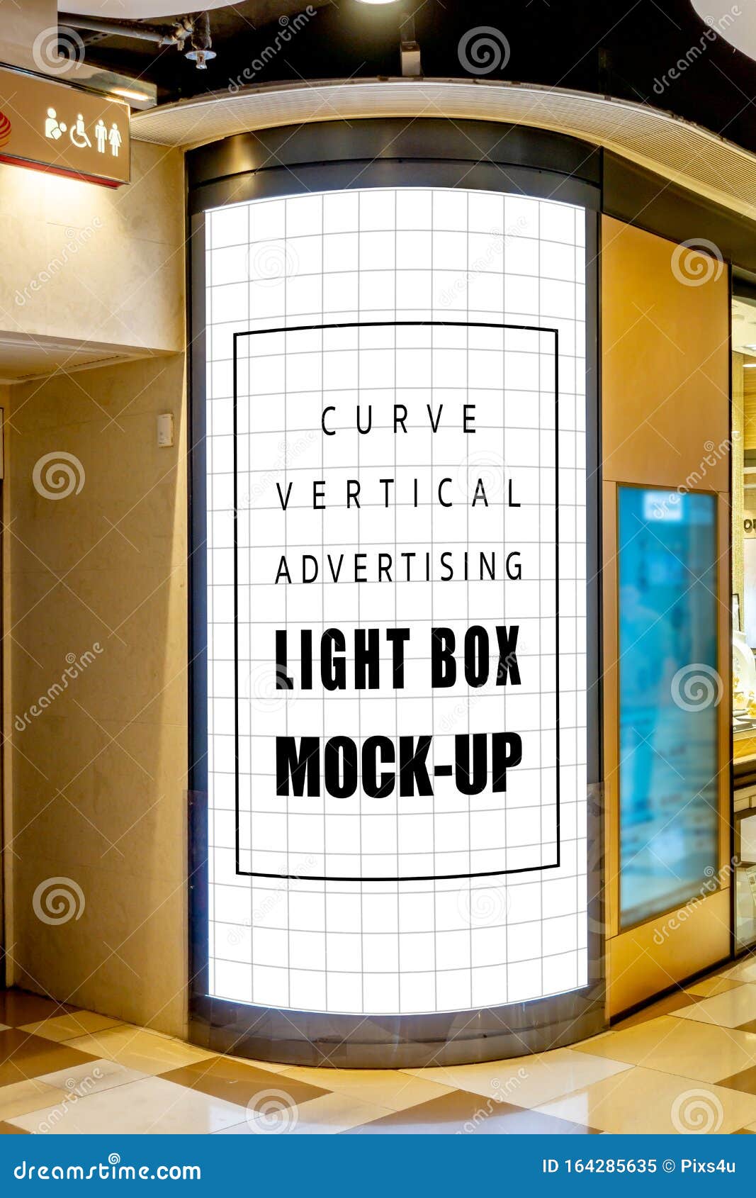 Download Mock Up Blank Curve Vertical Light Box At Modern Building ...