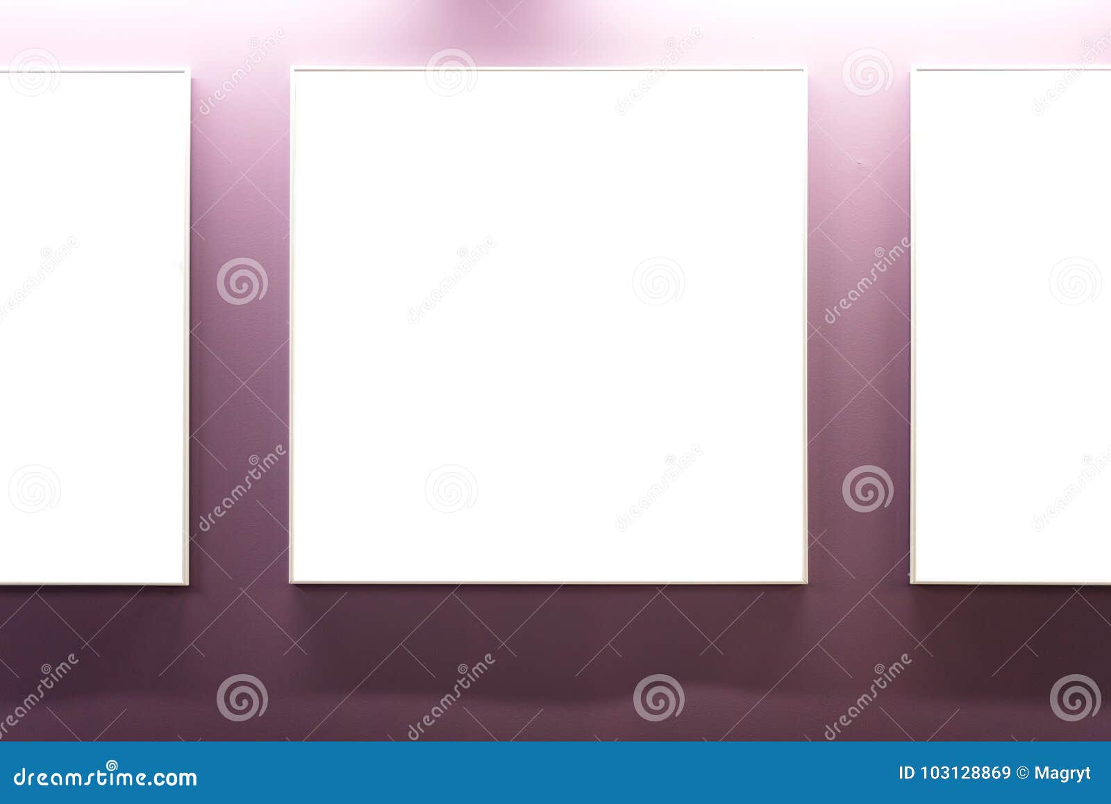 Mock Up. Blank Picture Frames on Pink Wall in the Loft Interior