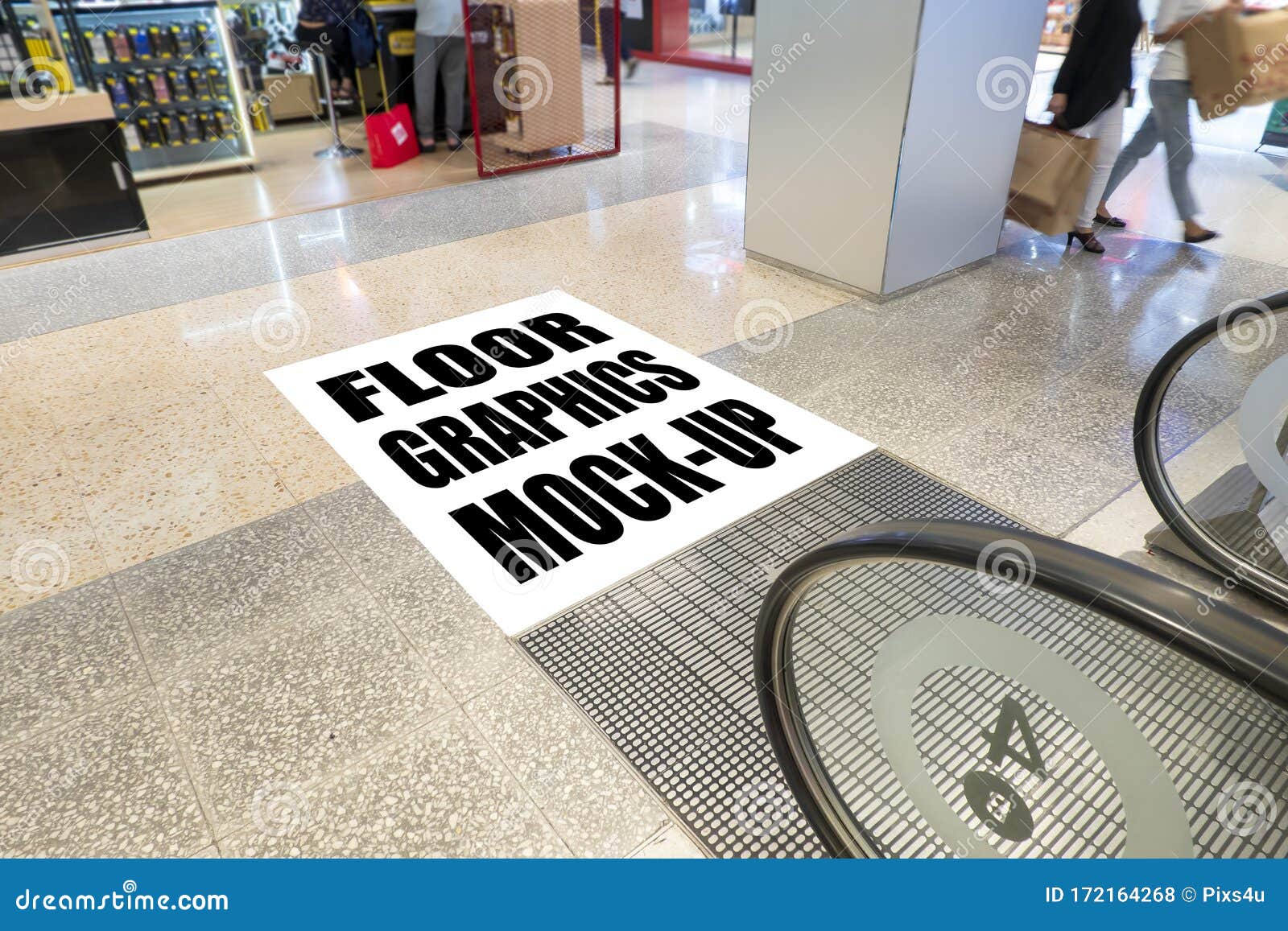 Download Mock Up Blank Screen For Graphic On Floor Near Escalator Stock Photo Image Of Display Canvas 172164268