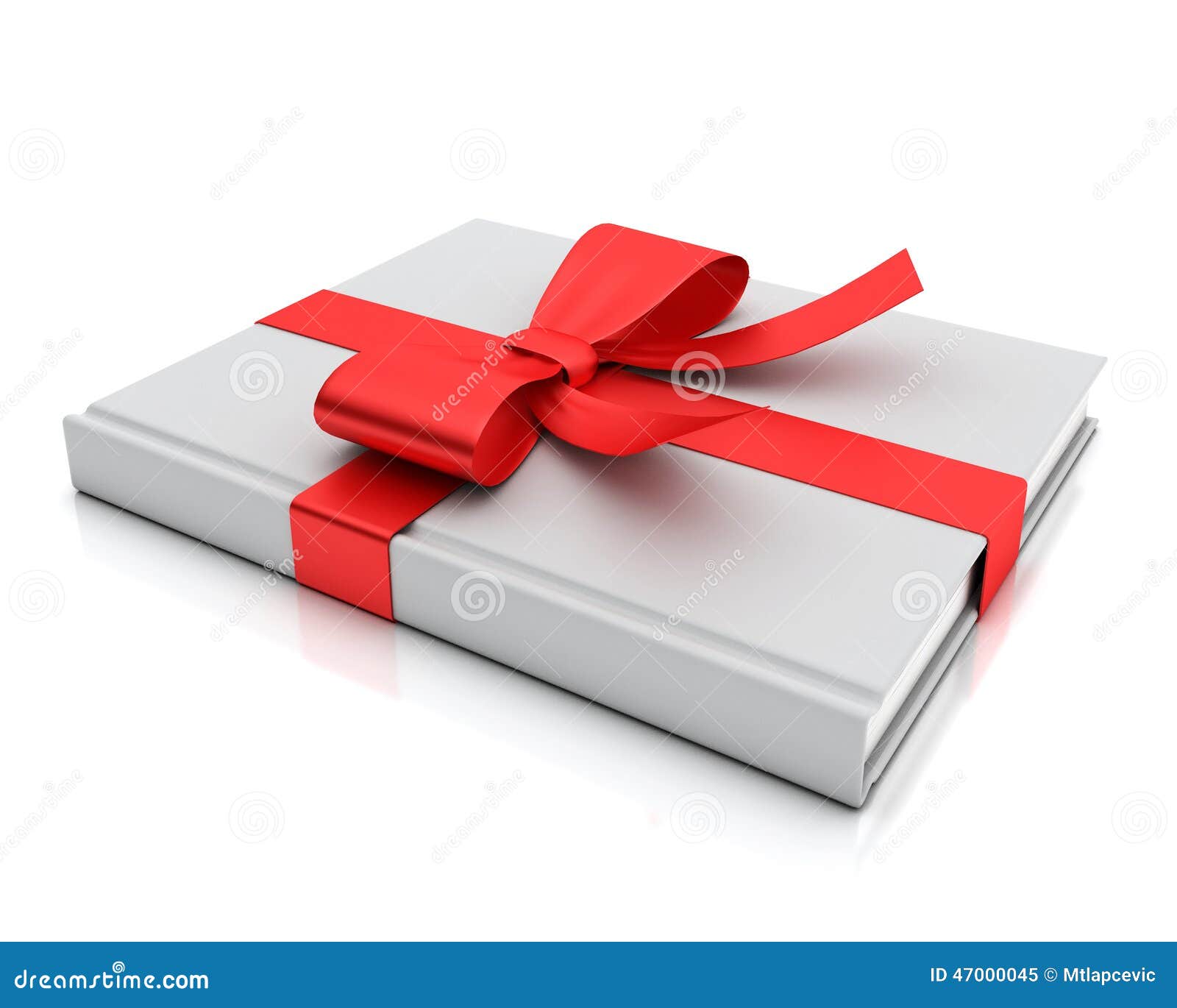Download Mock Up Blank White Book Lying As Gift With Red Ribbon Isolated On White Background Stock Illustration Illustration Of Gifts Information 47000045