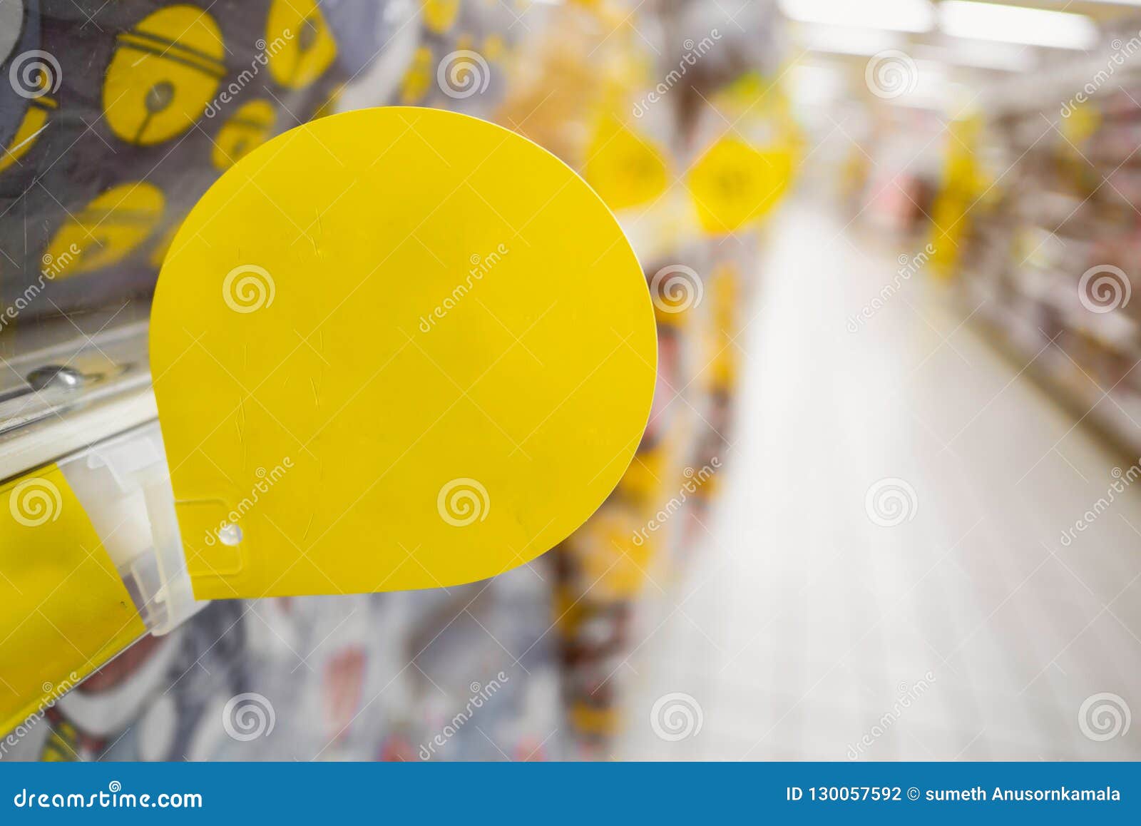 Download Mock Up Blank Yellow Discount Tag On The Products Shelves Stock Photo - Image of interior, decor ...