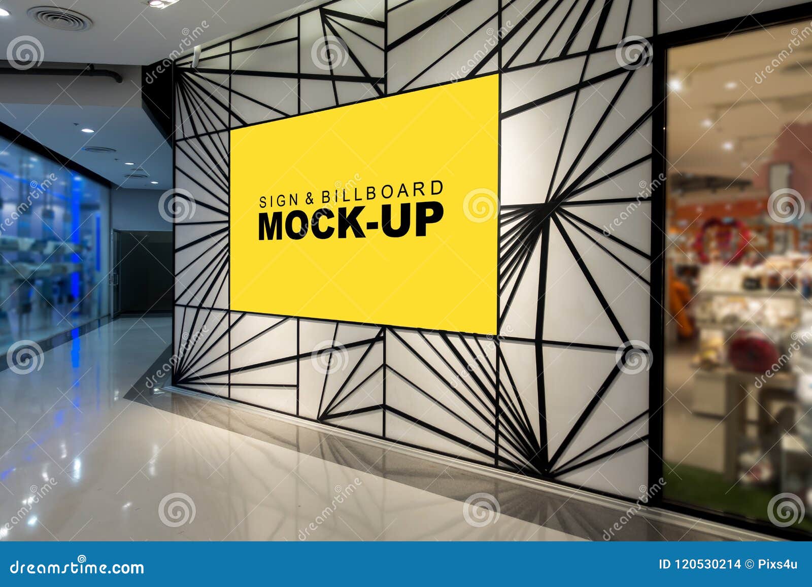 Download Mock Up Yellow Screen Billboard On Modern Design Wall ...