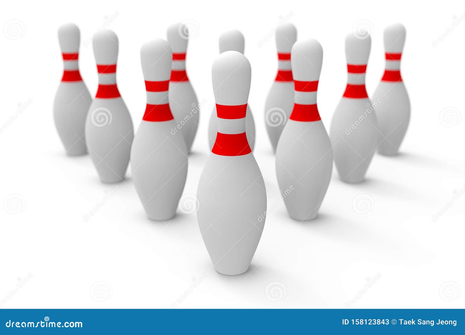 Mockup Bowling Ten Pin Image On White Background Stock