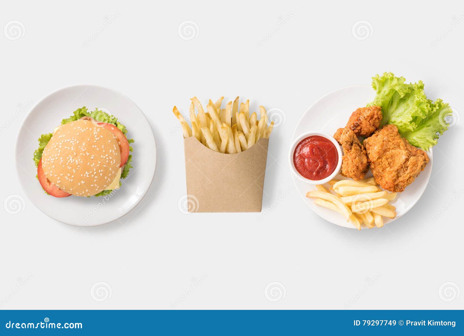Download Mock Up Burger French Fries And Fried Chicken Set Isolated Stock Image Image Of Cheeseburger Burger 79297749