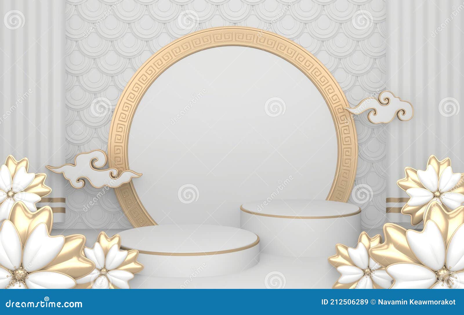 golden podium minimal geometric white and gold style abstract.3d rendering