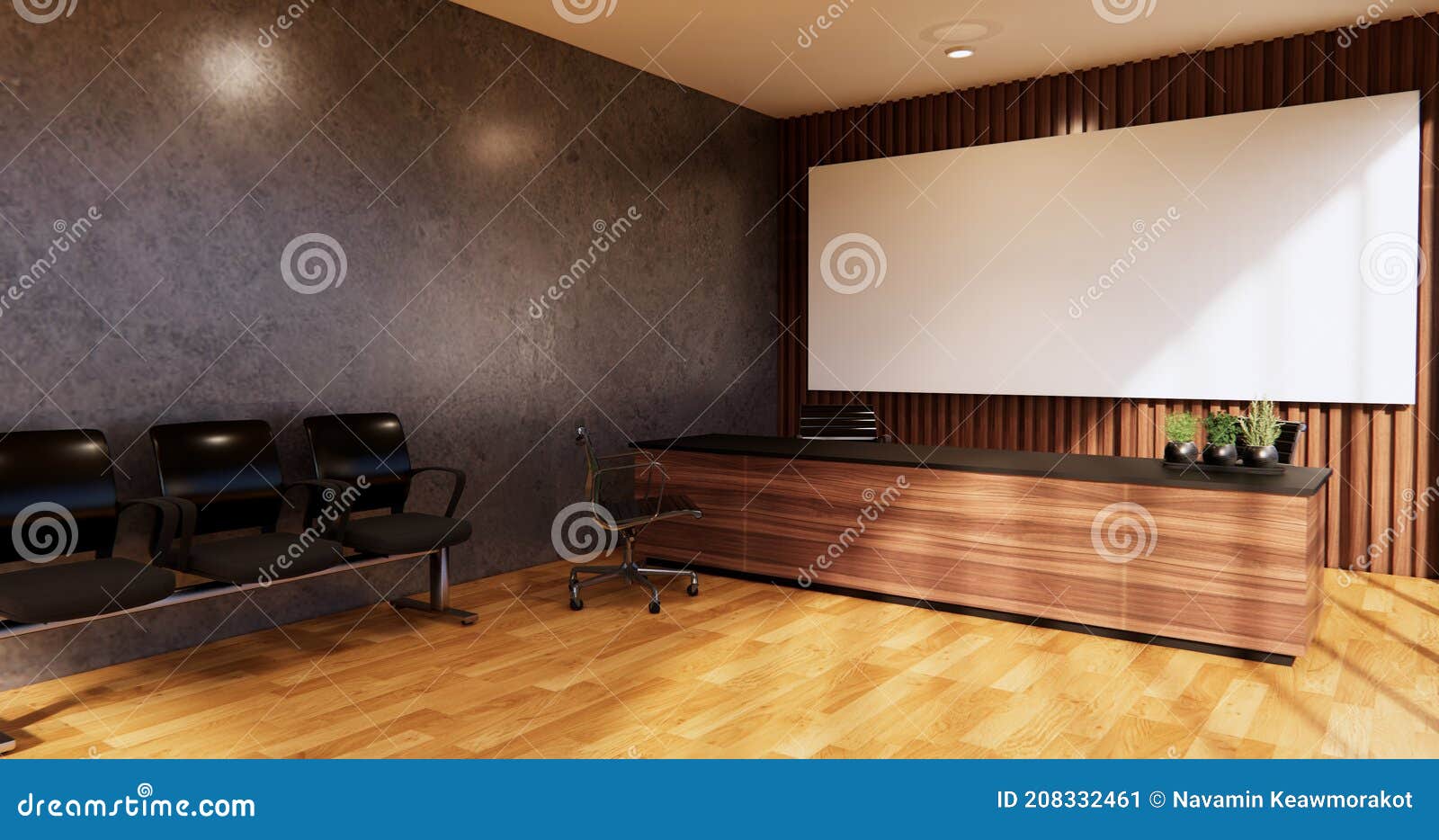 Waiting Room Interior on Office Design.3D Rendering Stock Illustration