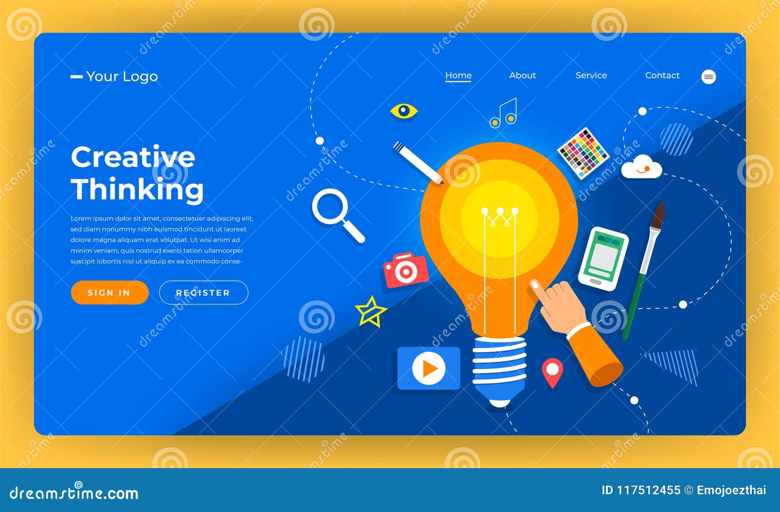 Download Mock-up Design Website Flat Design Concept Creative Idea Thinking. Vector Illustration. Stock ...