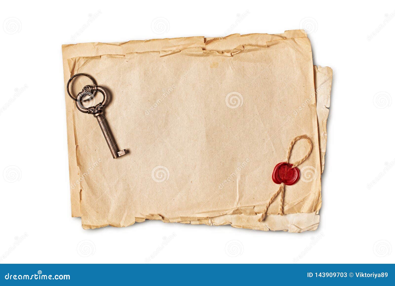 Download Mock Up Of Empty Old Vintage Paper Sheets With Red Wax Seal And Retro Key Stock Image - Image of ...