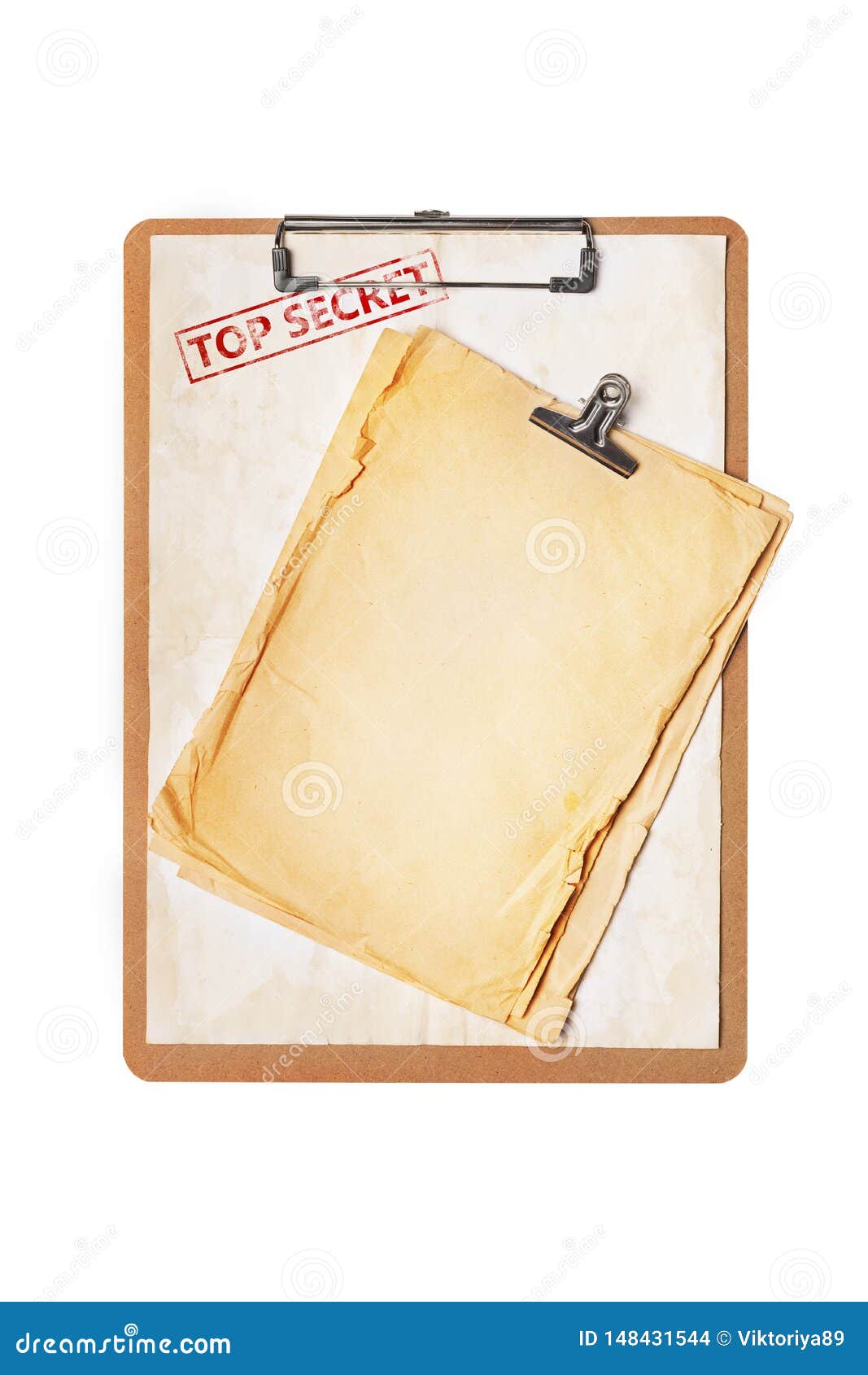 Download Mock Up Of Empty Old Vintage Top Secret Paper On Clipboard ...