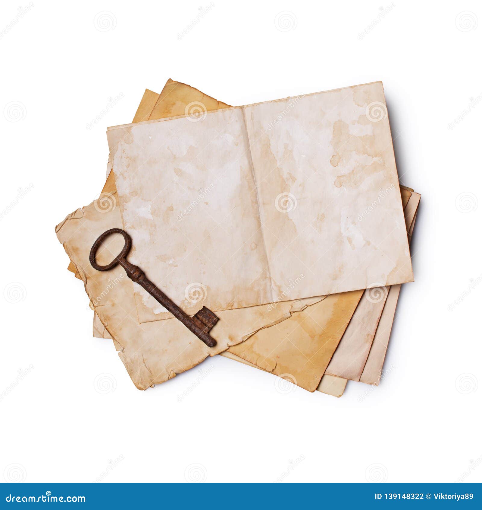 Download Mock Up Of Empty Old Vintage Yellowed Paper Sheet And Rust Key Stock Photo Image Of Beige Letter 139148322