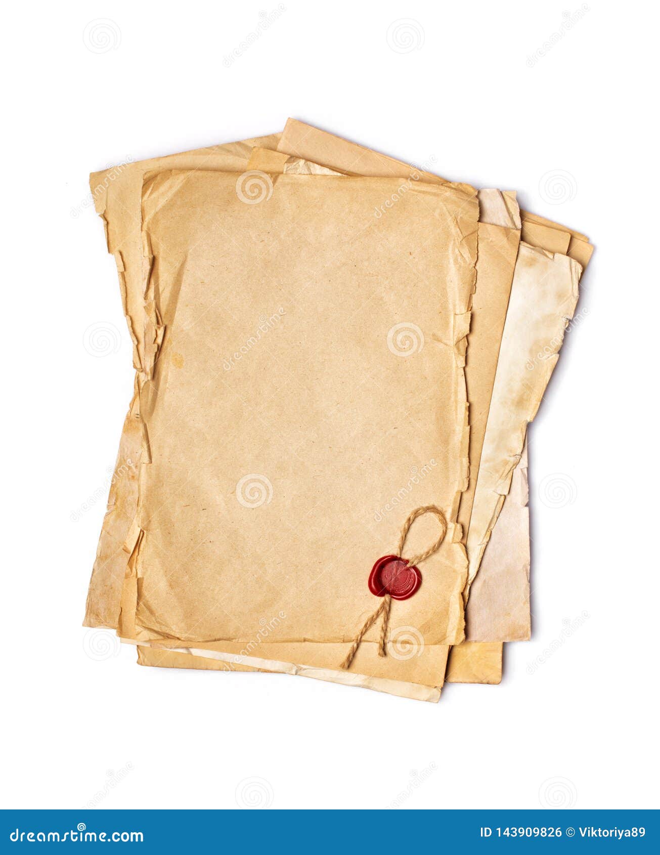 Download Mock Up Of Empty Old Vintage Yellowed Papers With Red Wax Seal Stock Photo - Image of manuscript ...