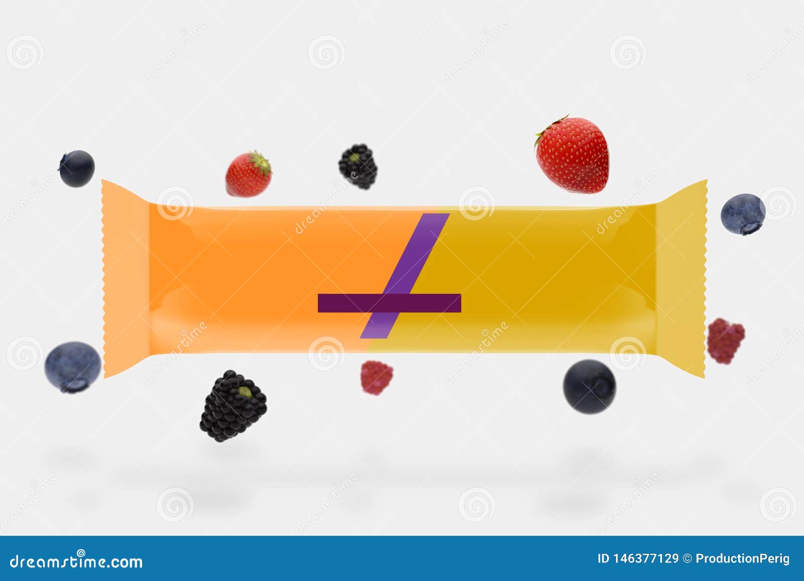 Download Mock Up Of A Floating Cereal Bar Packaging On A White Background - 3d Rendering Stock ...