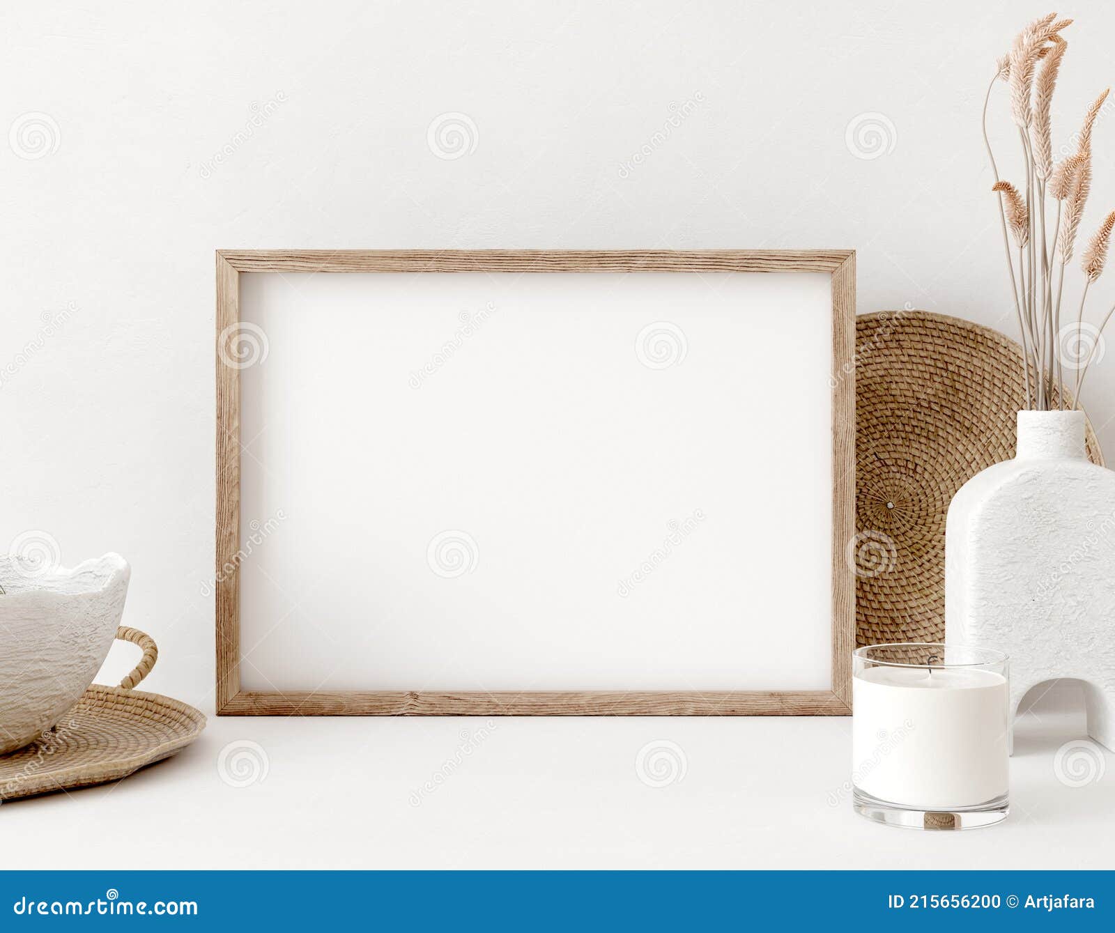 mock up frame close up in home interior background, boho style