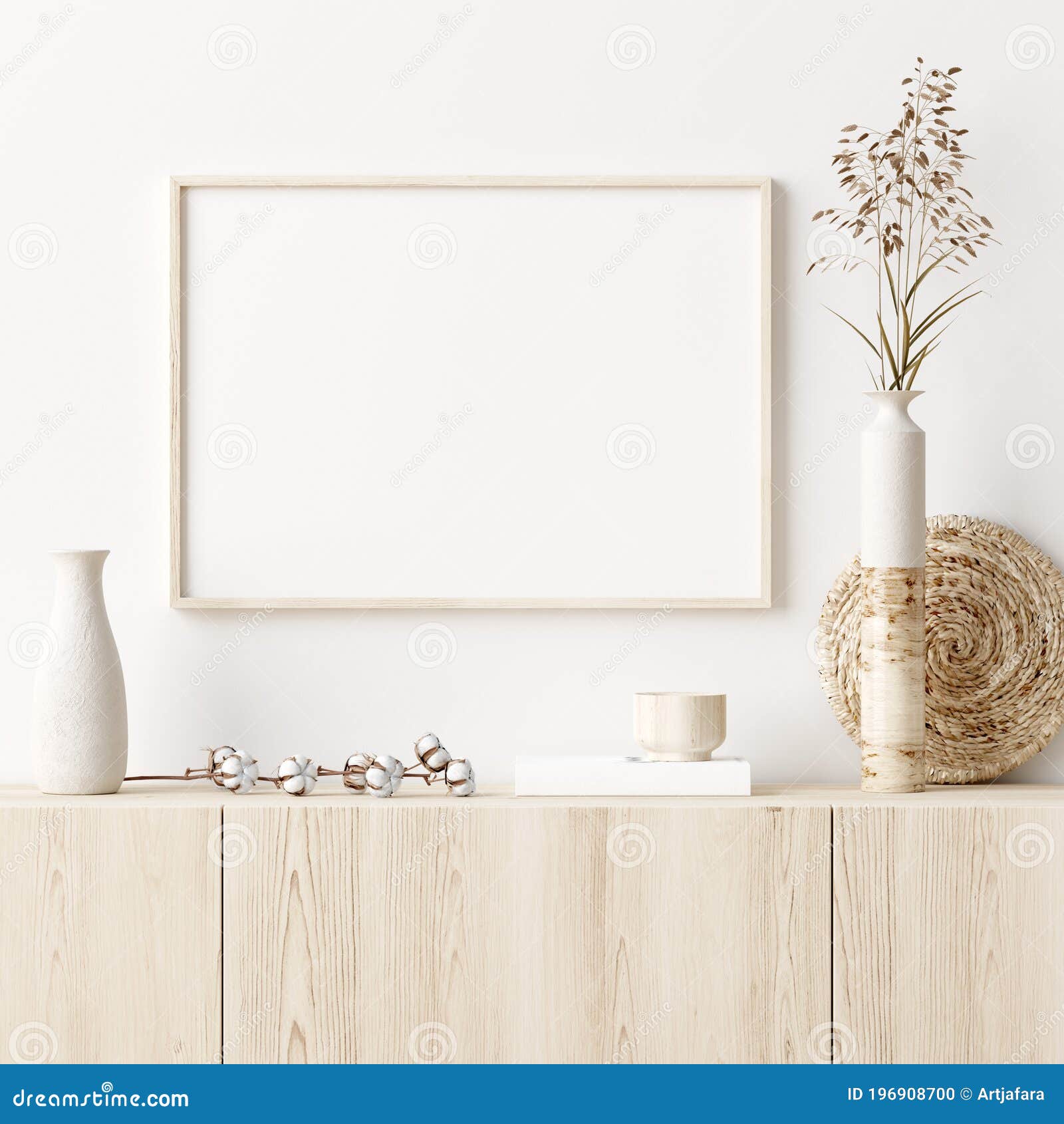 Mock Up Frame in Home Interior Background with Minimal Decor Stock ...