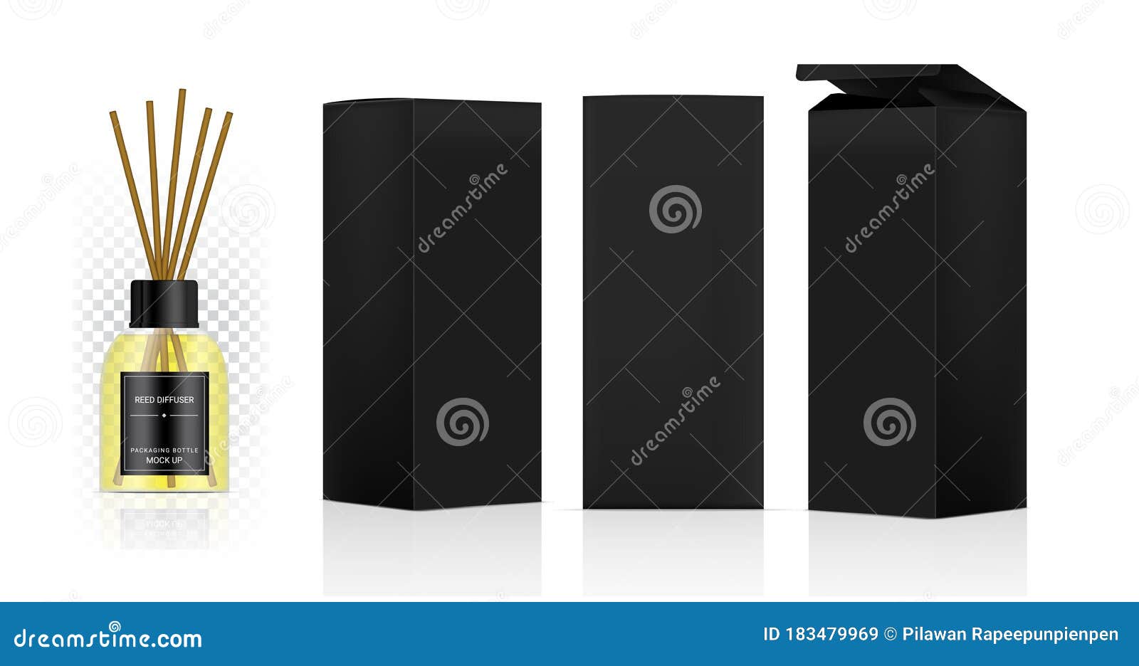 Mock Up Glossy Transparent Reed Diffuser Bottle With Perfume Oil Product Branding Advertising ...