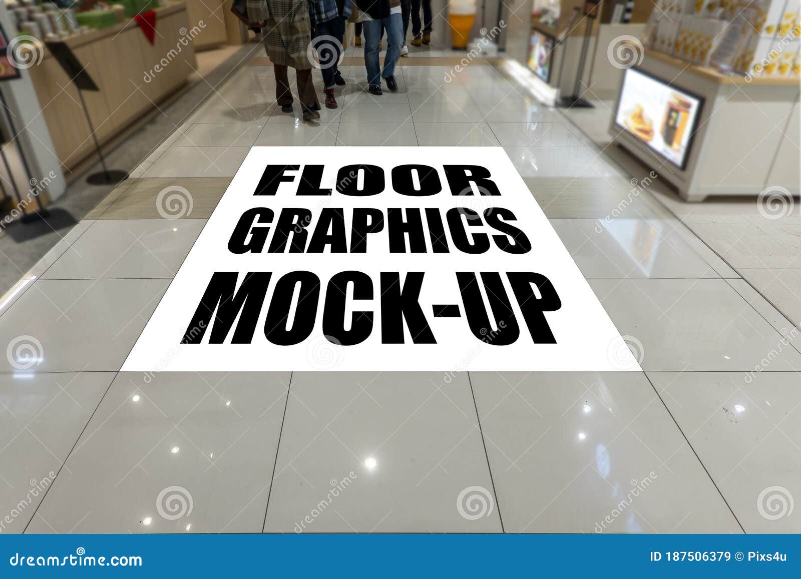 Download Mock Up Graphic Space On Floor In Shopping Mall Stock Image Image Of Design Canvas 187506379