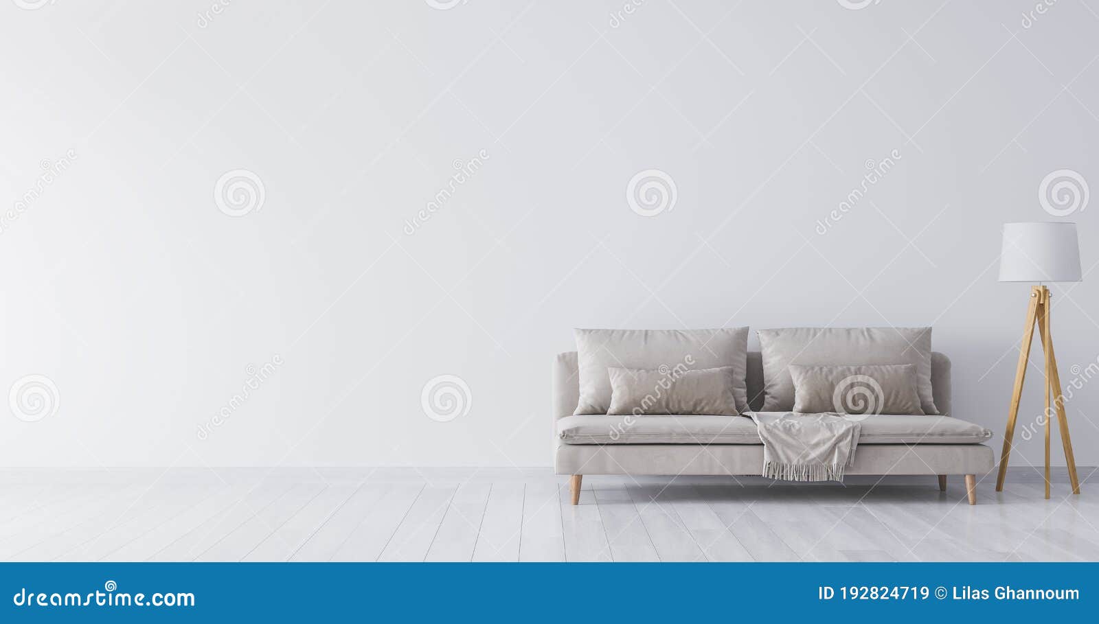 mock up interior for minimal living room  on white background