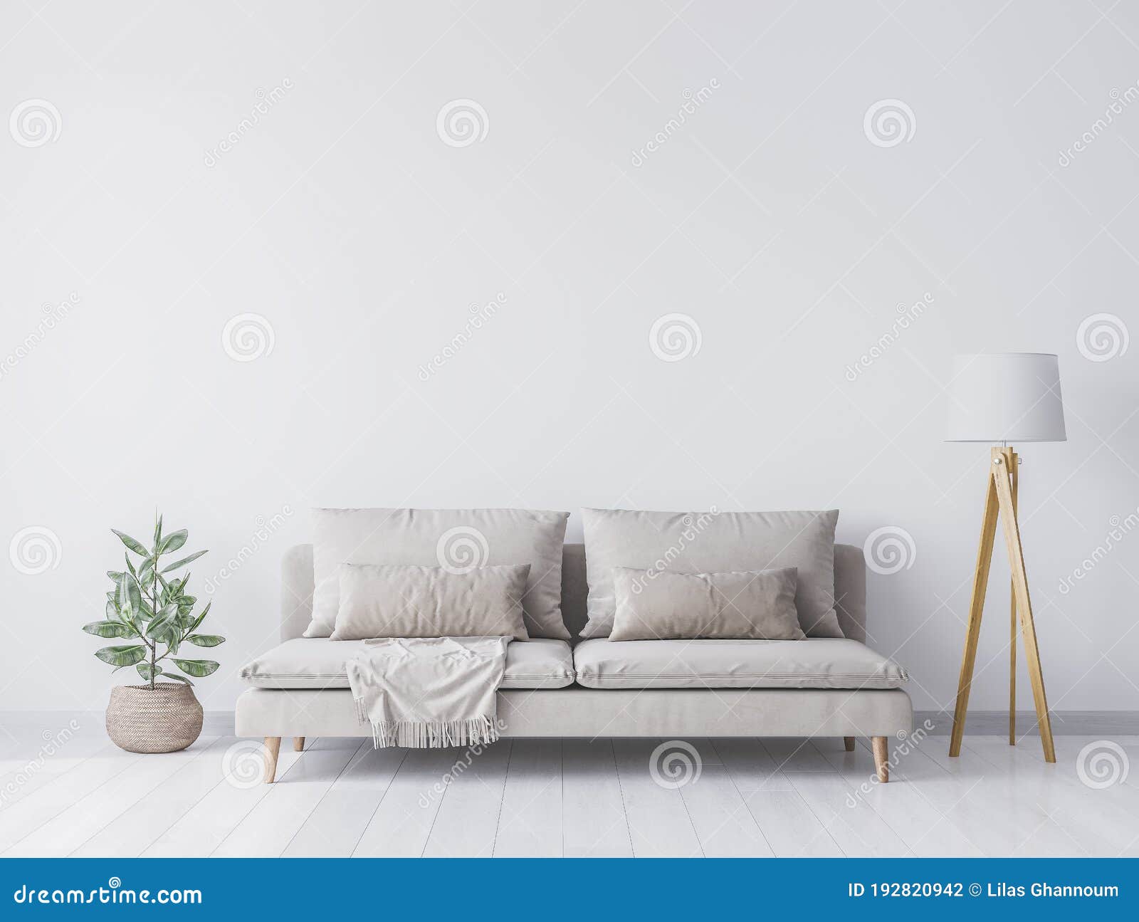 mock up interior for minimal living room  on white background