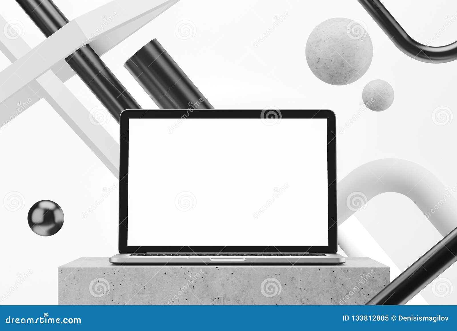 Download Mock Up Laptop Screen Over White Background Stock Illustration - Illustration of abstract, clear ...
