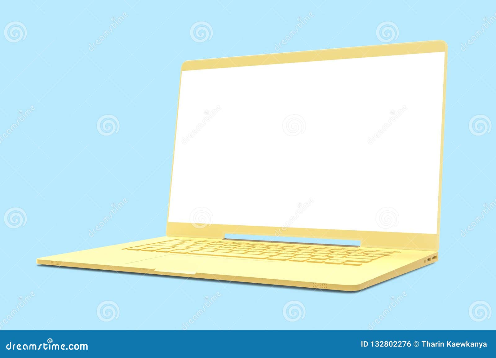 Mock Up Laptop Yellow Color Stock Illustration - Illustration of blue ...