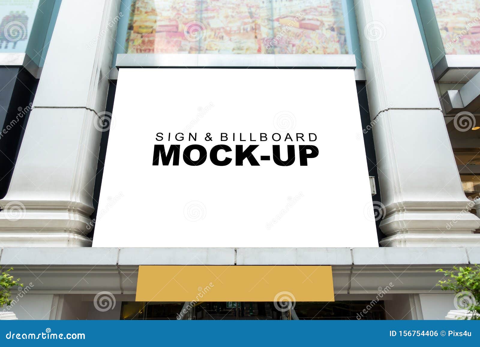 Download Mock Up Large Billboard Over The Entrance Of Modern Building Stock Photo Image Of Empty Building 156754406