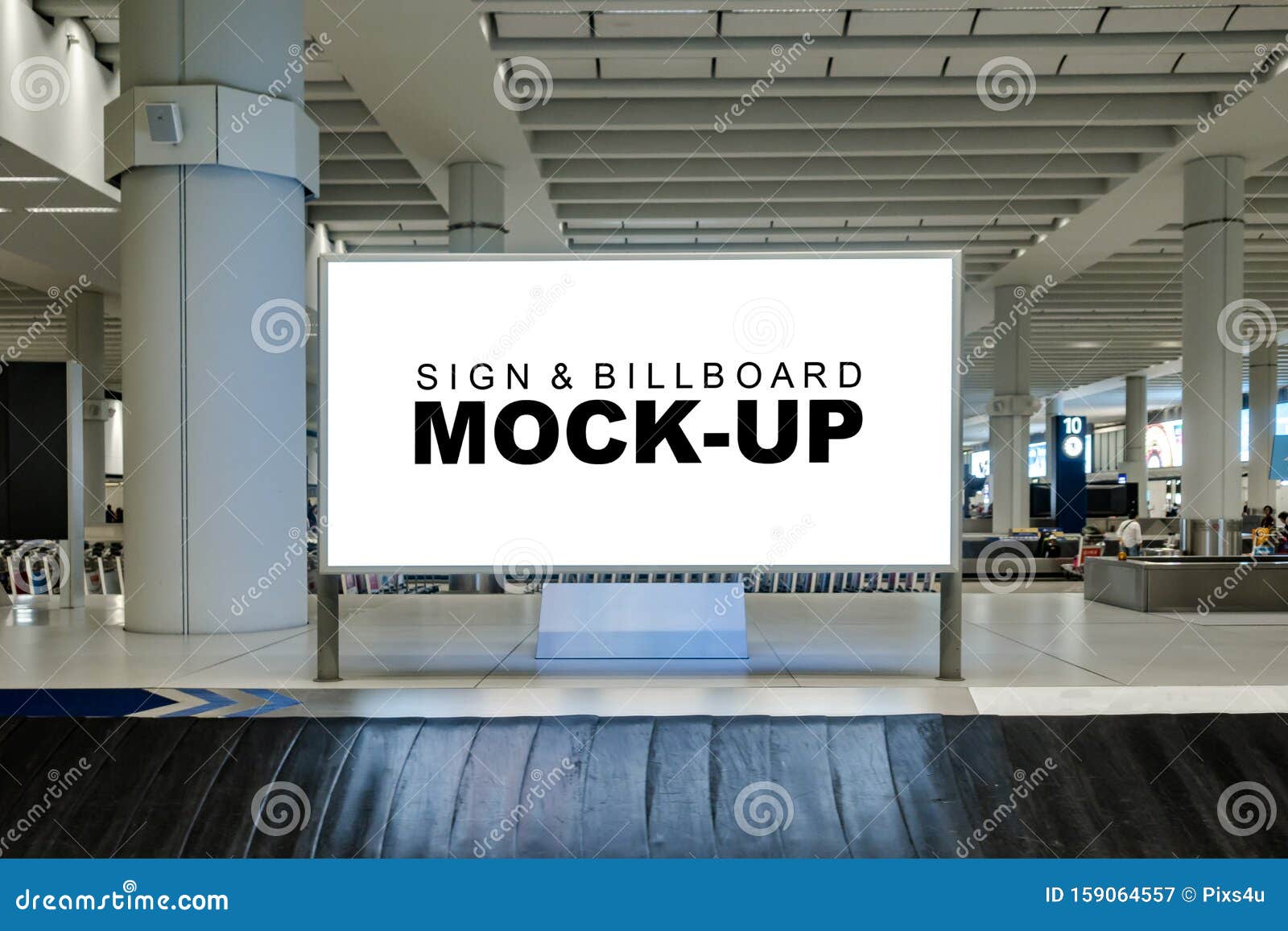 Download Mock Up Large Blank Horizontal Billboard At Baggage Claim Point Stock Image - Image of display ...