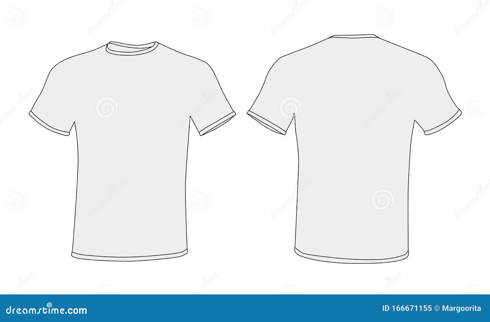 Download Mock Up Men T-shirt With Black Outline Isolated On White ...