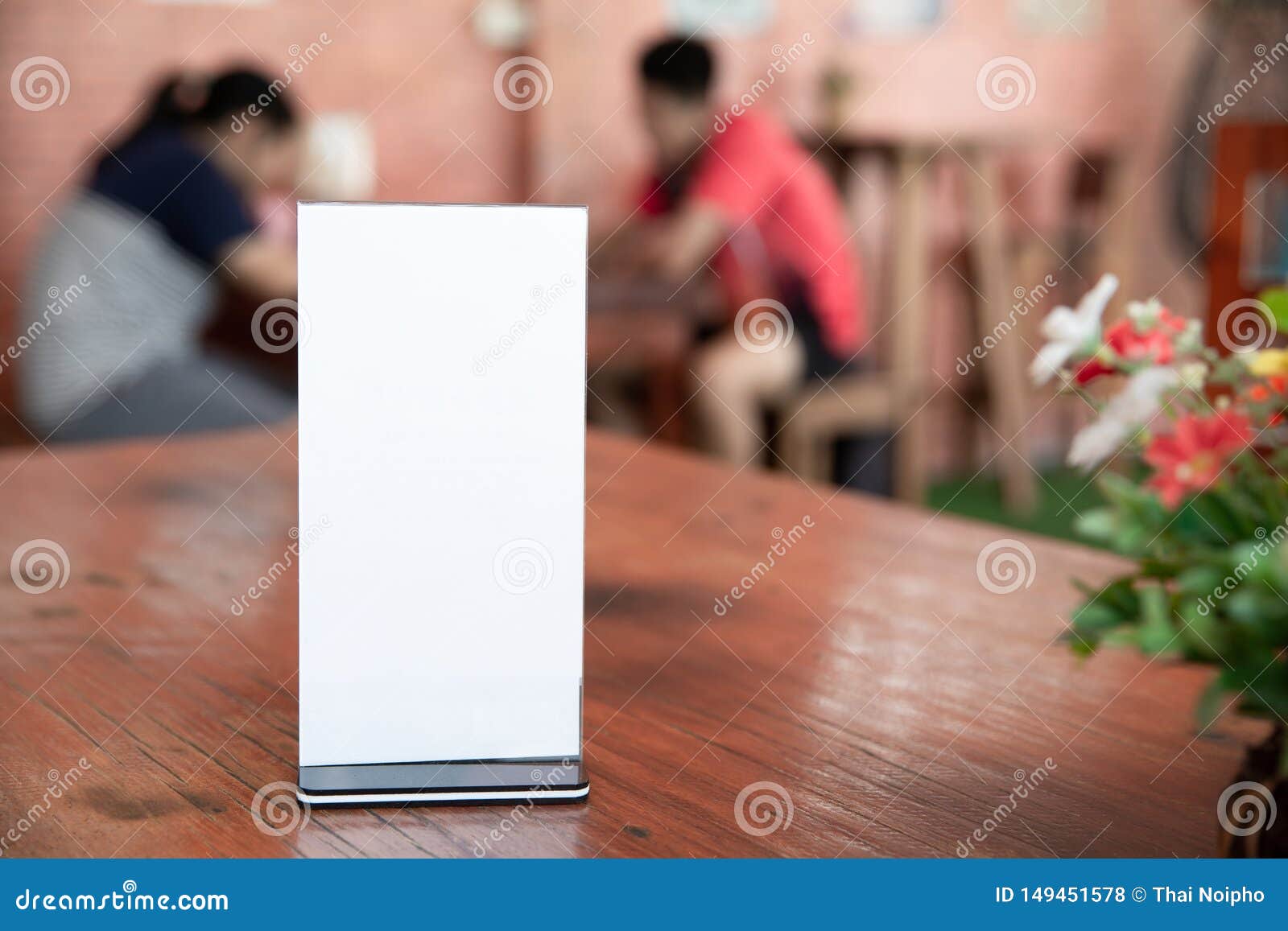 Mock Up Menu Frame On Table In Bar Restaurant-cafeteria,Stand For