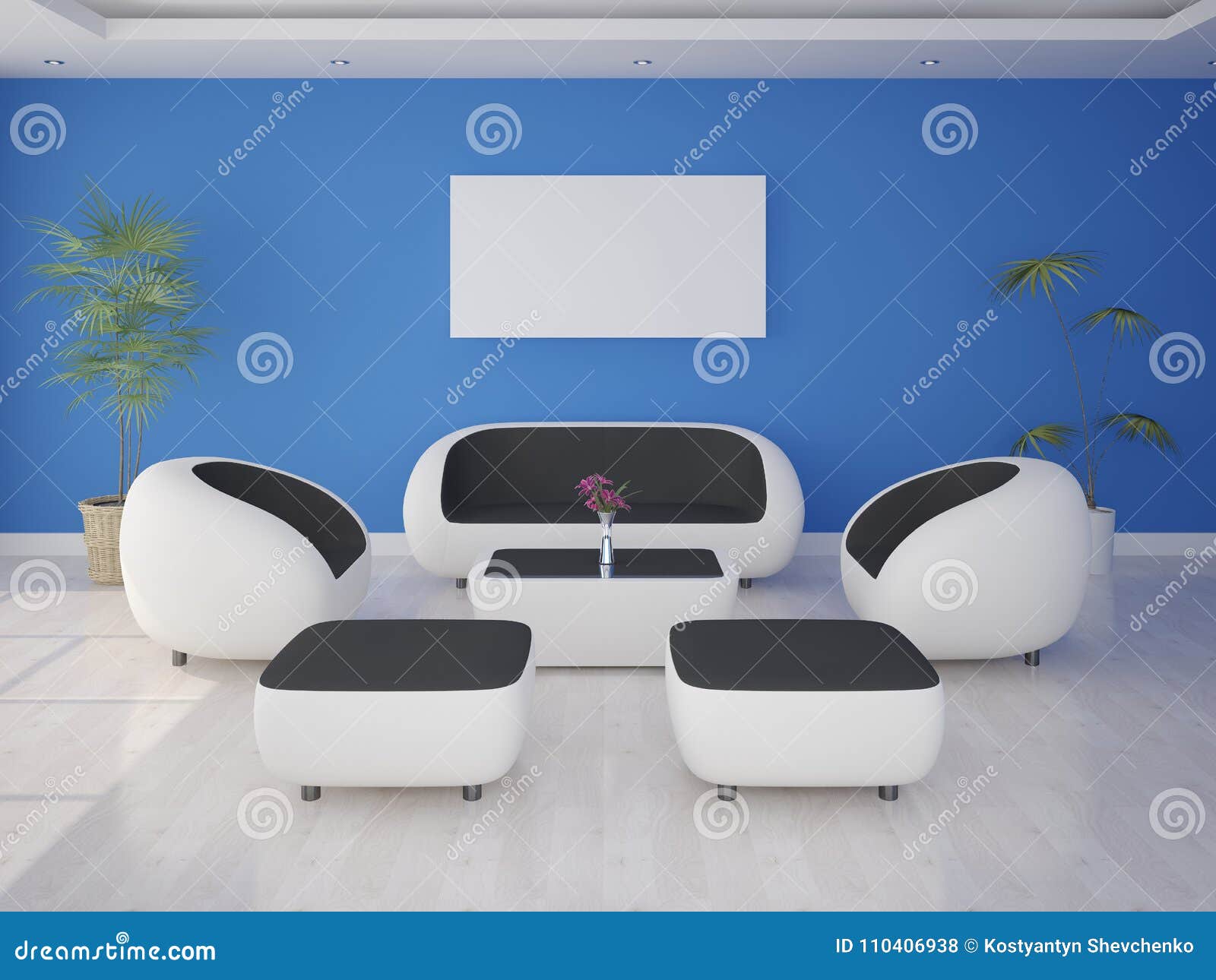 Mock Up A Modern Living Room With Hi Tech Furniture Stock