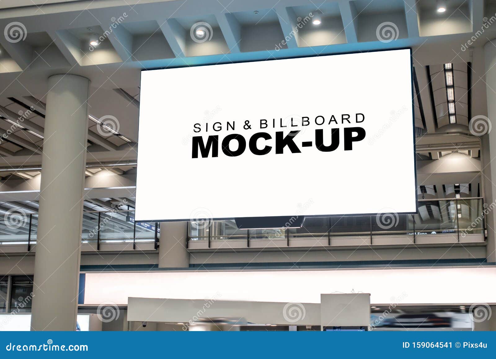 Download Mock Up Large Billboard On The Wall Of Airport Terminal Stock Image Image Of Commercial Business 159064541