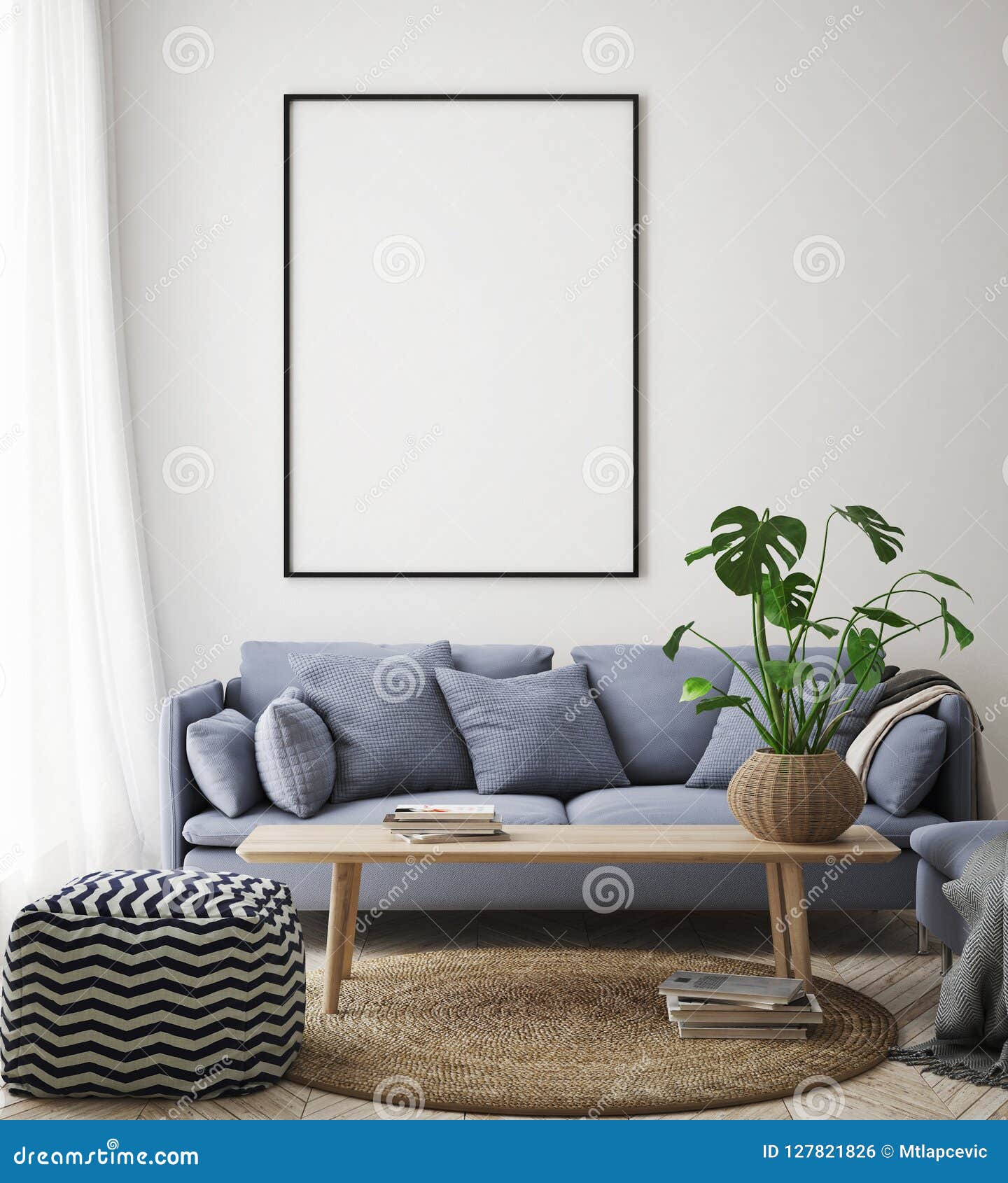 interior living background hipster poster render frame illustration mock scandinavian 3d
