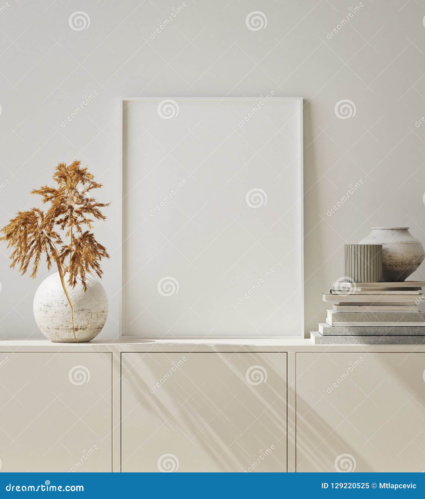 mock up poster frame in hipster interior background, living room,scandinavian style, 3d render, 3d 