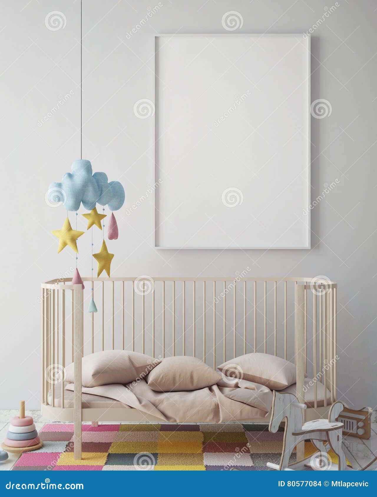 Mock Up Poster Frame In Hipster Room Scandinavian Style