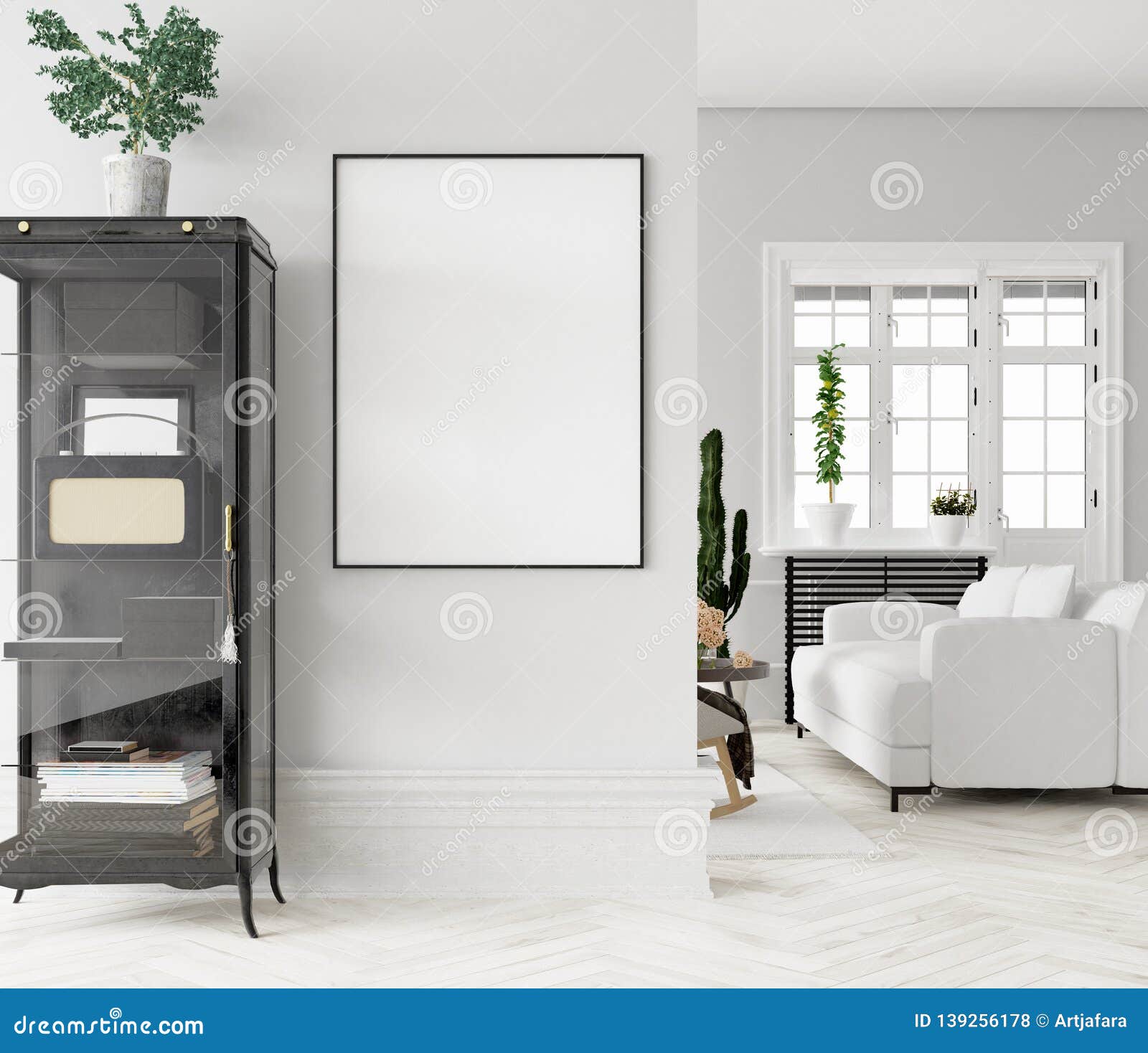 Mock Up Poster Frame in Home Interior Background Stock Photo - Image of  indoor, decor: 139256178