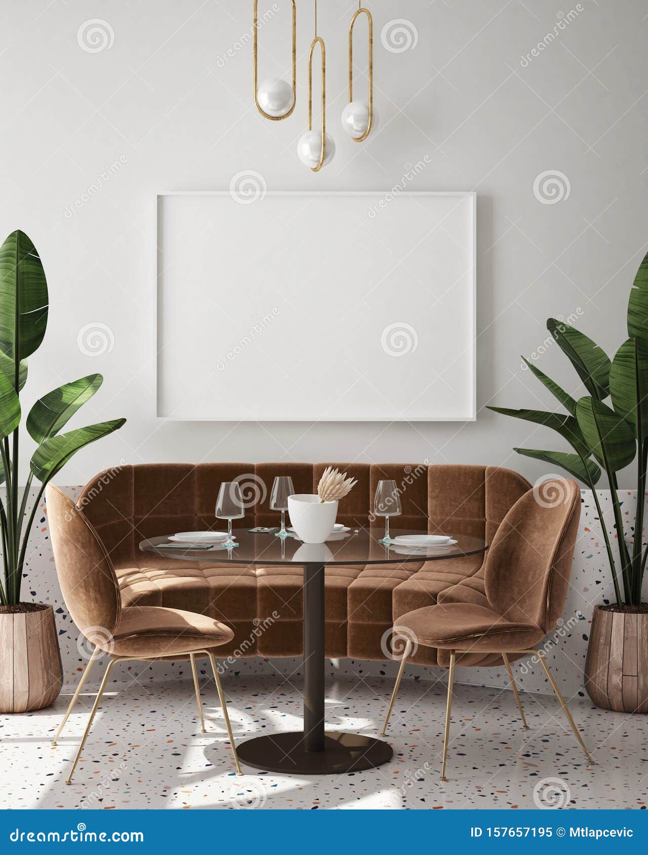 Download Mock Up Poster Frame In Modern Interior Background, Cafe, Restaurant, 3D Render Stock ...