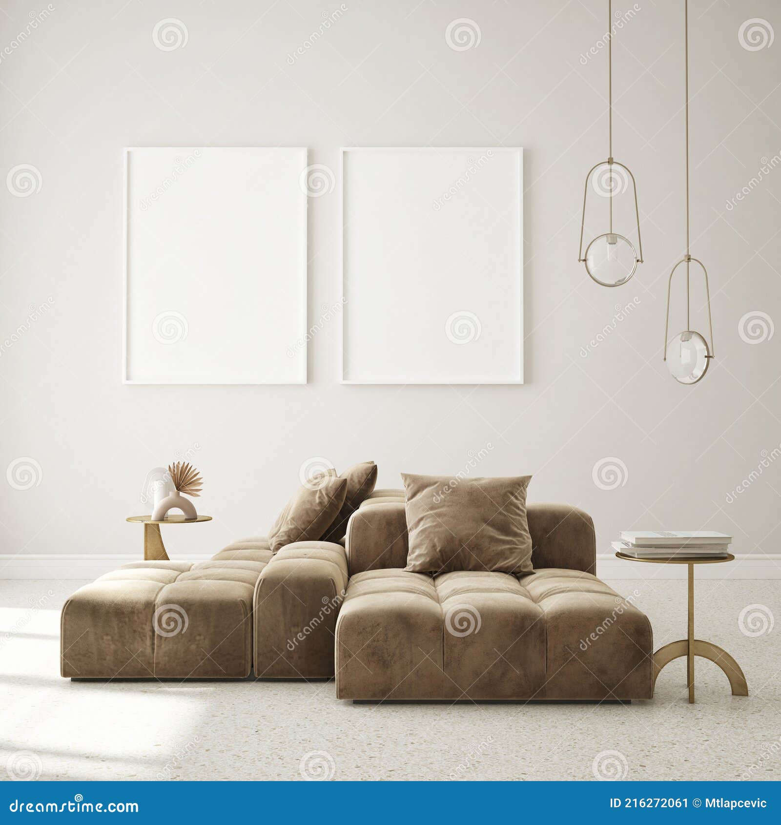mock up poster frame in modern interior background living room art deco style 3d render