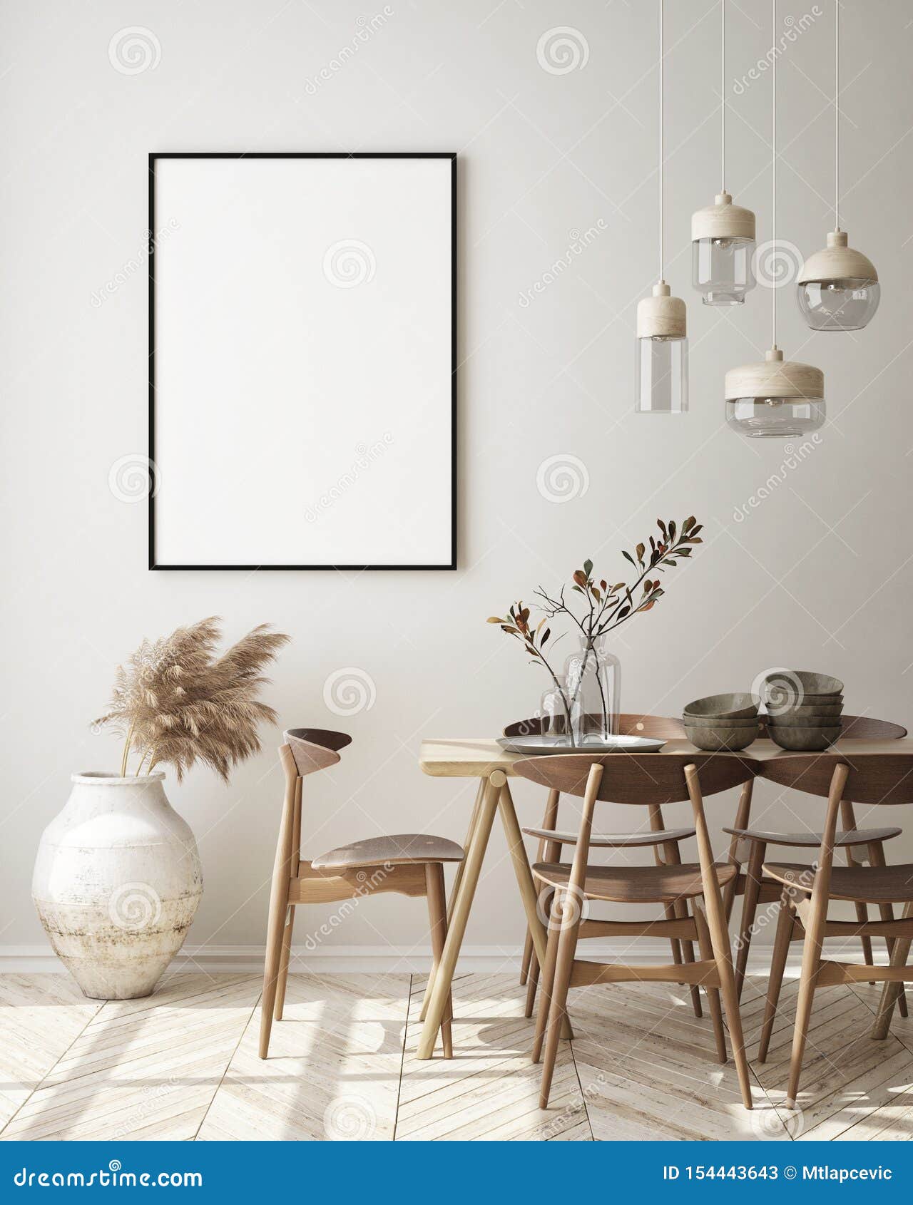 mock up poster frame in modern interior background, living room, scandinavian style, 3d render