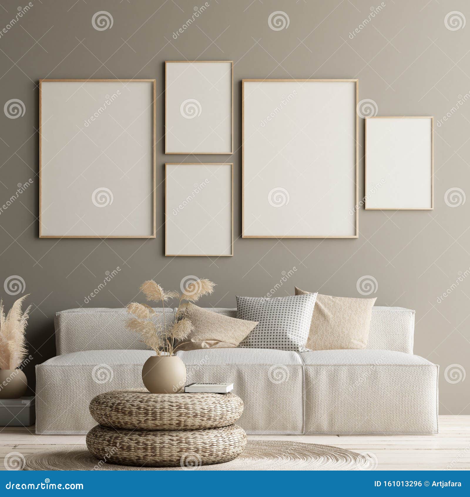 mock up poster in home interior with minimal decor, scandinavian concept