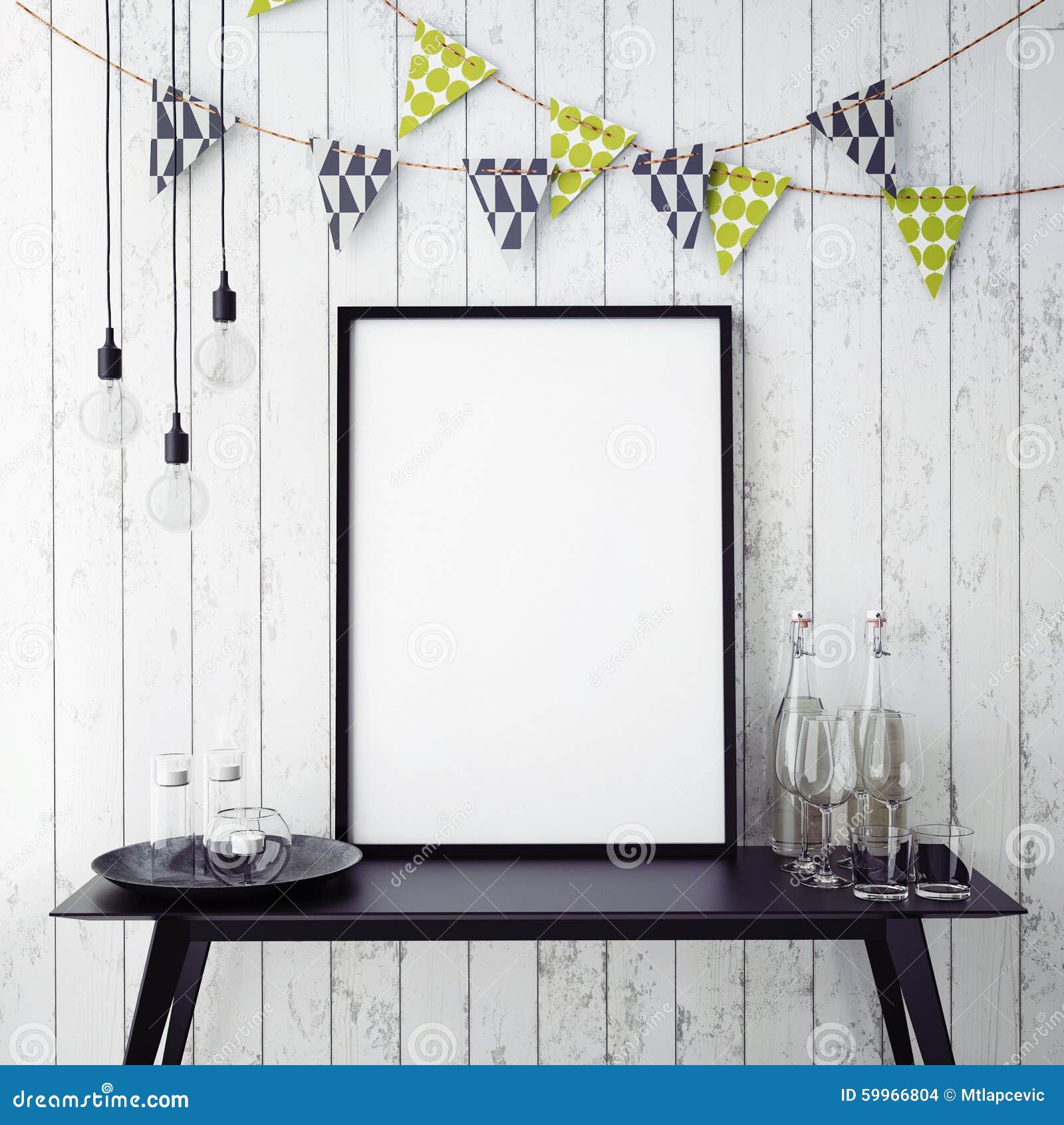  Mock Up  Poster In Interior Background With Party  