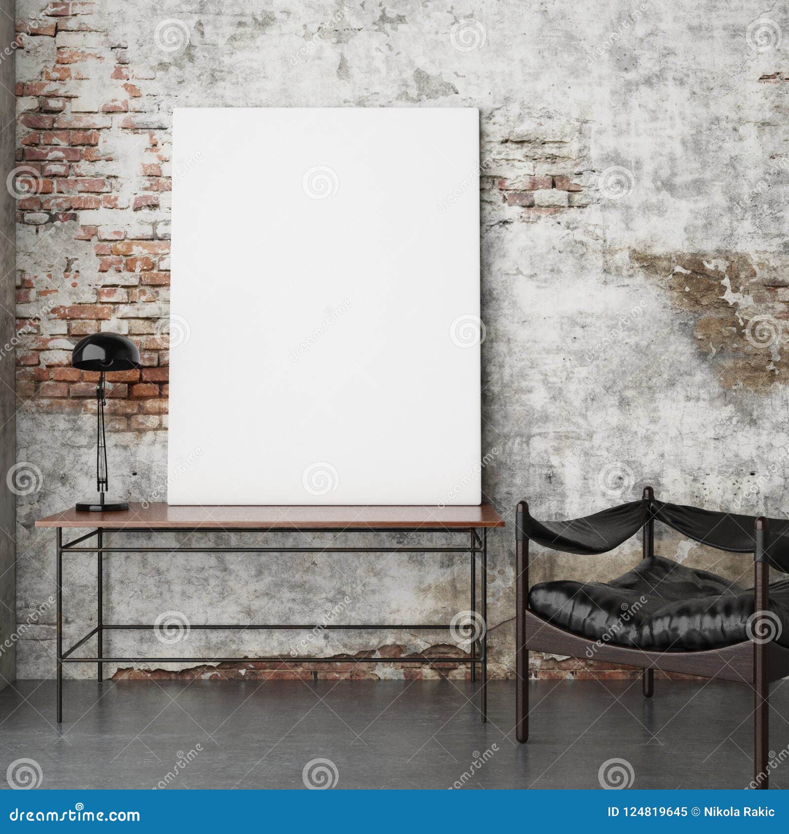 Mock Up Poster, Vintage Hipster Brick Wall Background, Stock