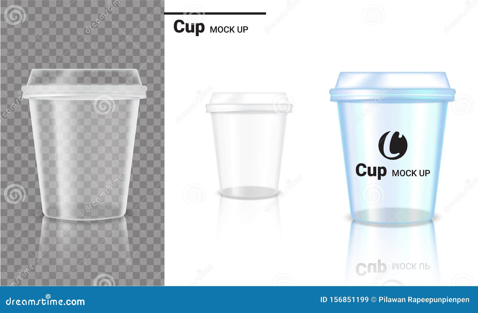 Download Mock Up Realistic Transparent Cup Plastic Packaging Product And Logo Design On Transparent And ...