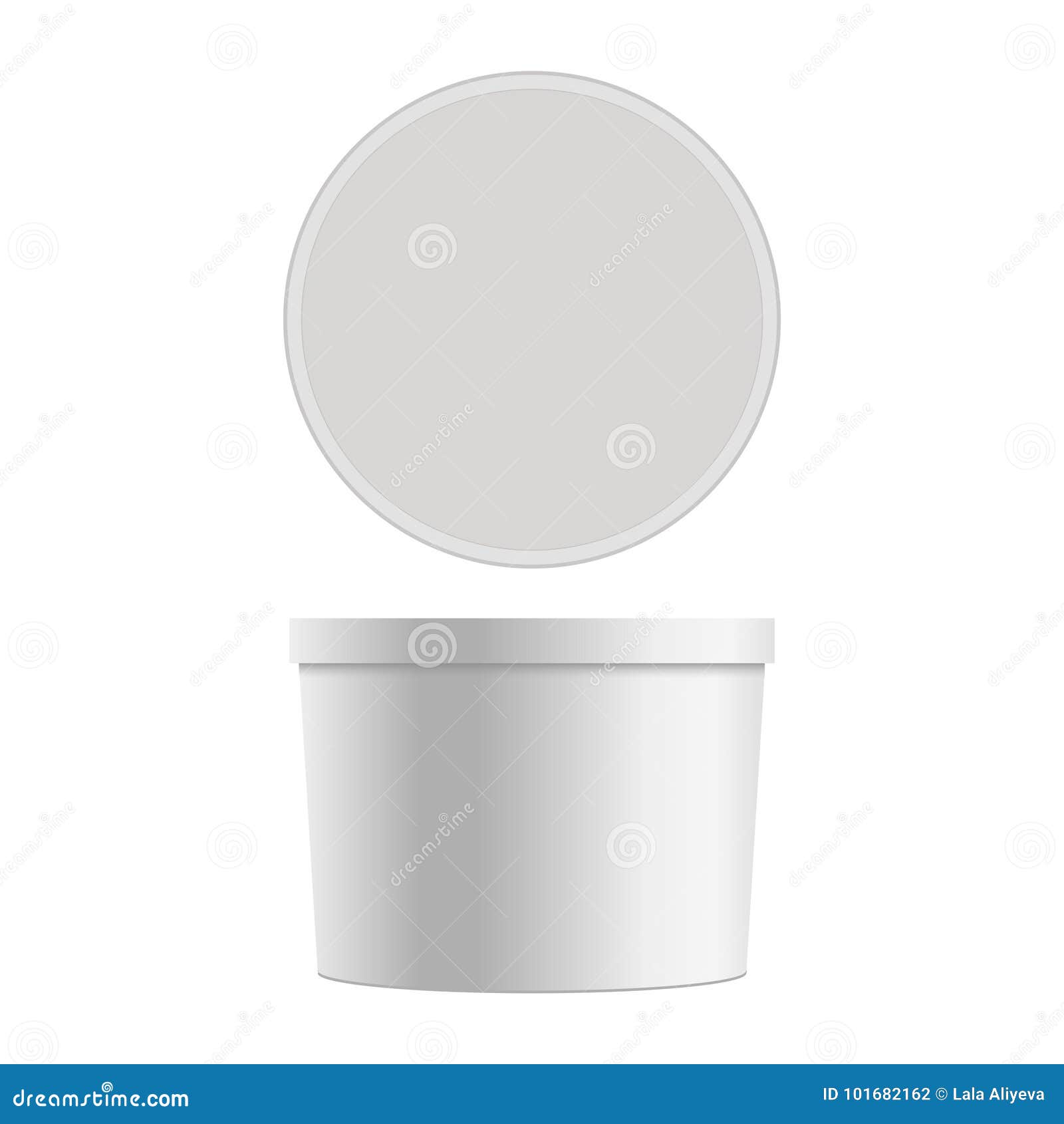 Download Mock Up Of Round Plastic Tub For Dessert. Vector Isolated ...