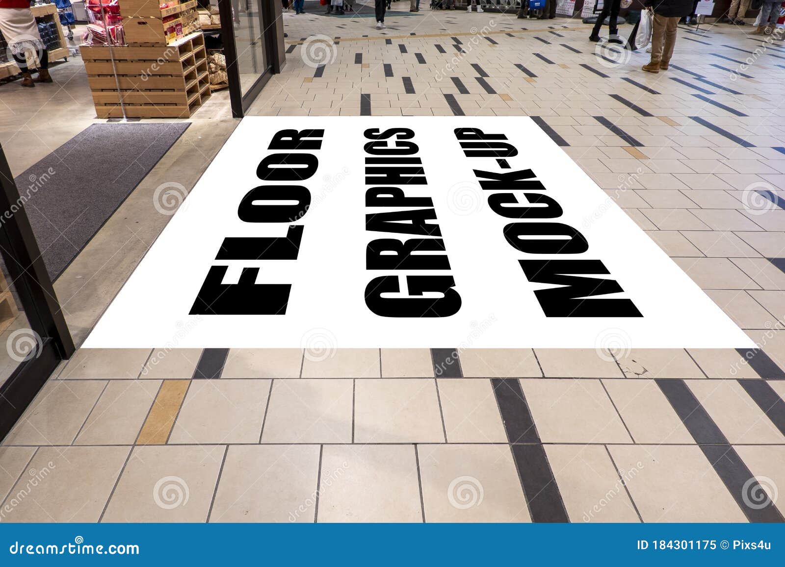 Download Mock Up Screen For Graphic On Floor At Front Superstore Stock Image - Image of automation ...
