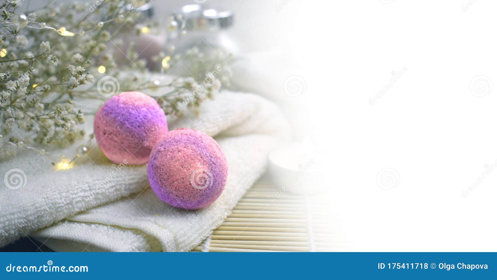 Download Mock Up Spa Resort Setting Still Life Image With Bath Bombs Flowers Scrub Towel On Wooden Background Stock Photo Image Of Composition Bathroom 175411718