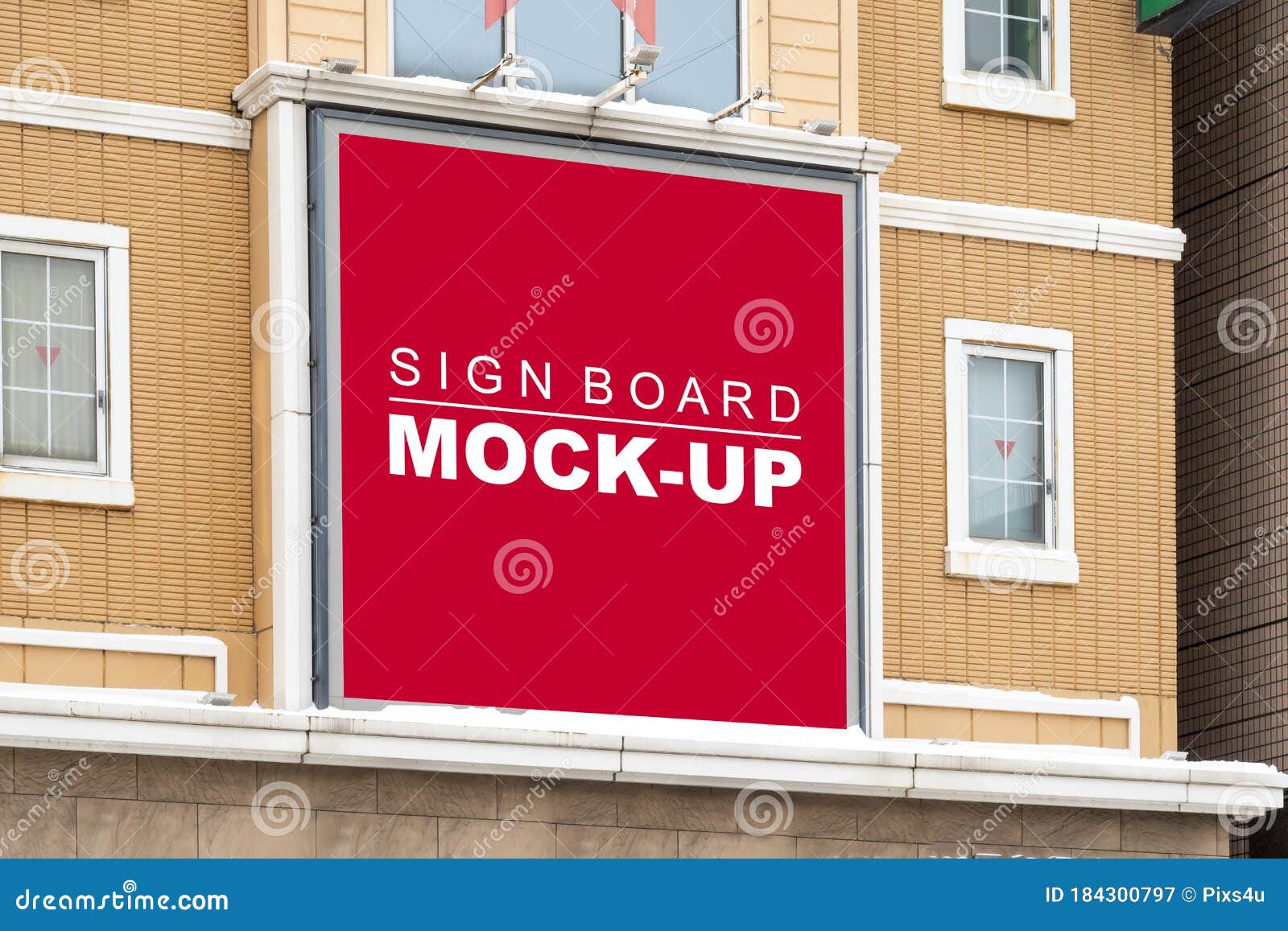 Download Mock Up Square Outdoor Billboard On Windows Of Building Stock Image - Image of message ...
